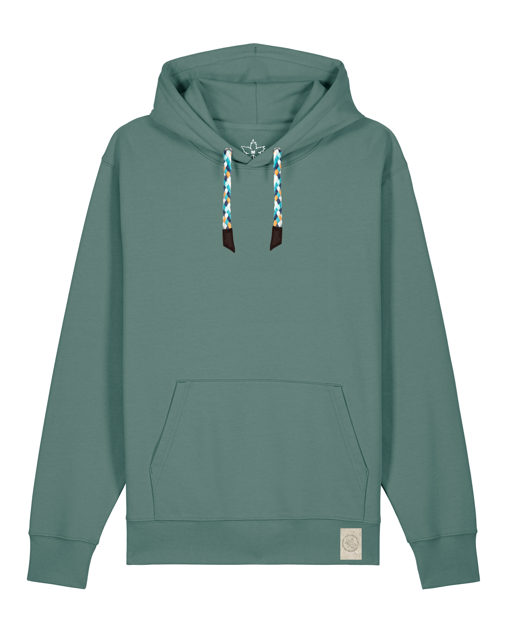 bio-unisex-medium fit-hoodie-basic-stsu177-blautanne-blaue kordel-front