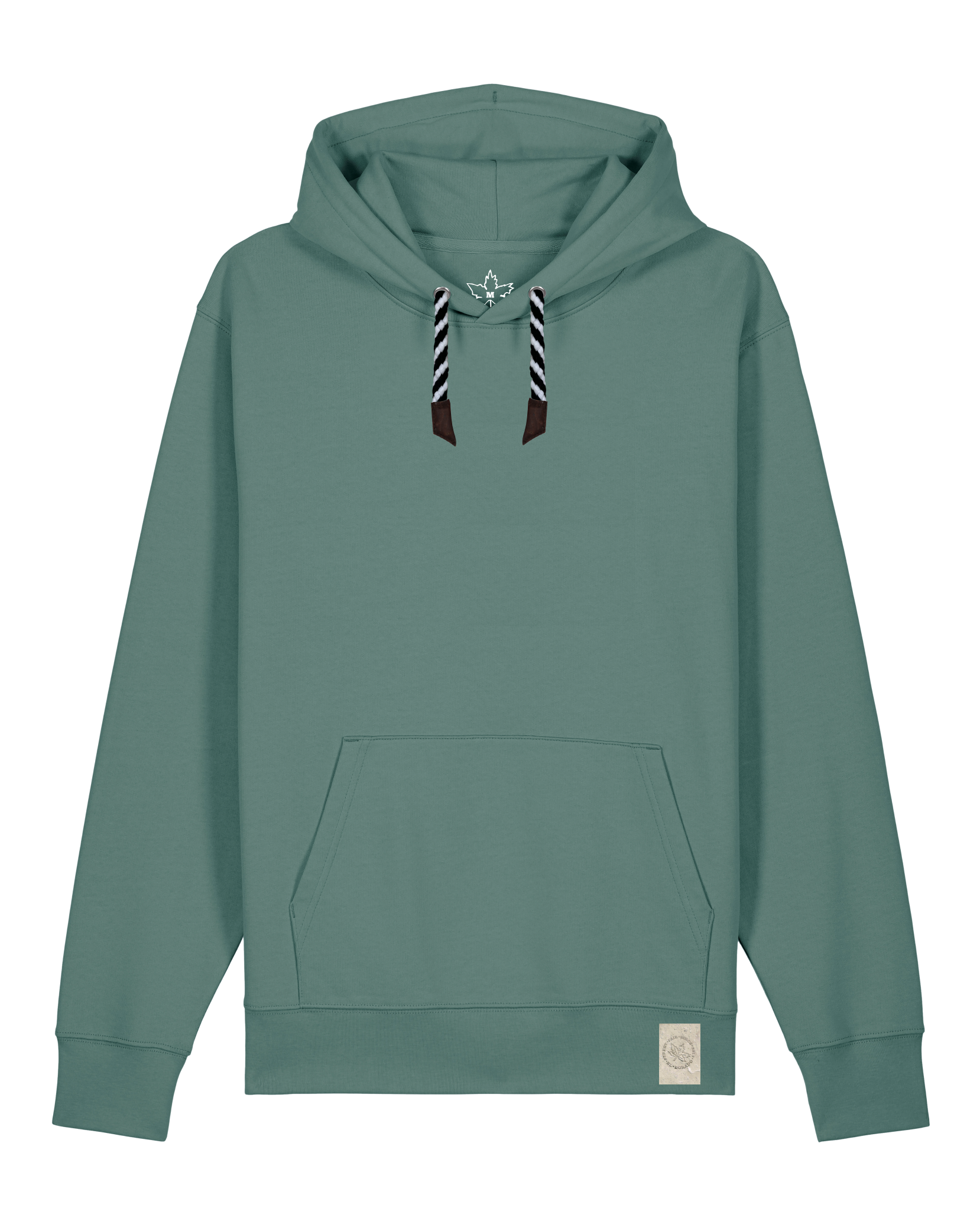 bio-unisex-medium fit-hoodie-basic-stsu177-blautanne-sw kordel-front