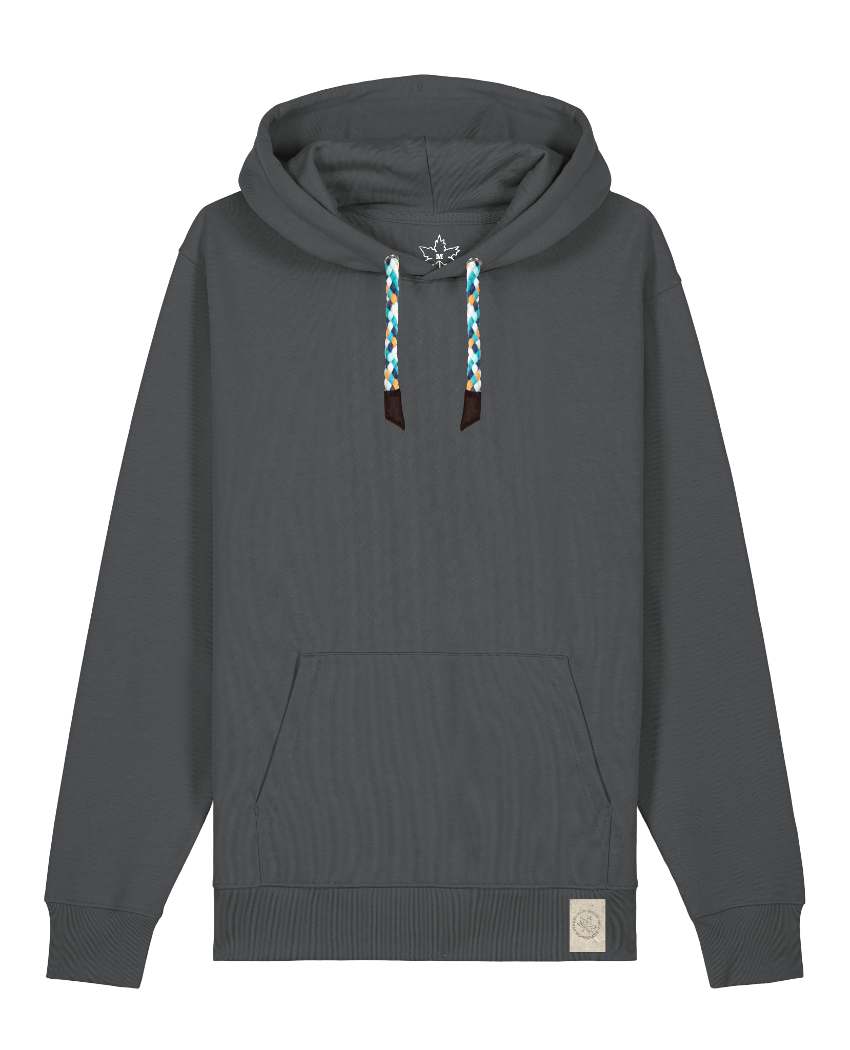 bio-unisex-medium fit-hoodie-basic-stsu177-eisen-blaue kordel-front