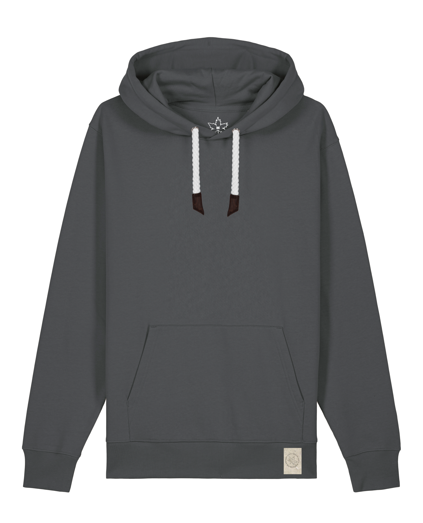 bio-unisex-medium fit-hoodie-basic-stsu177-eisen-weiße kordel-front
