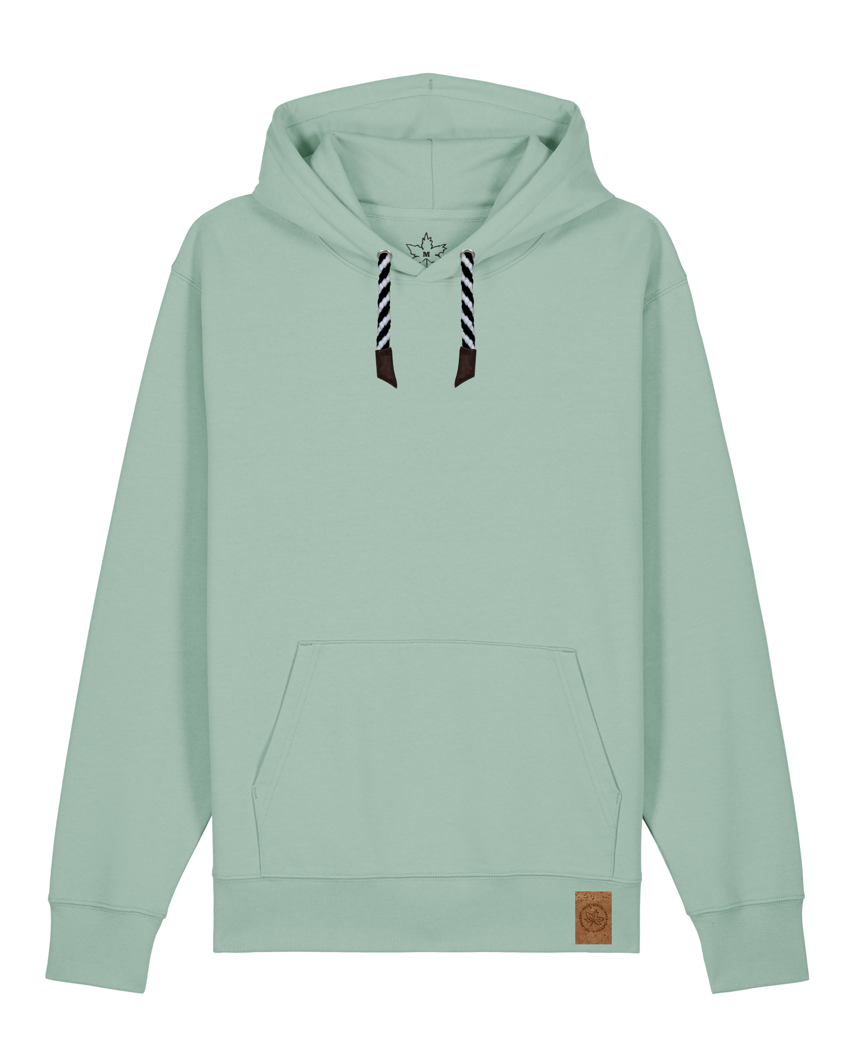 bio-unisex-medium fit-hoodie-basic-stsu177-eukalyptus-sw kordel-front