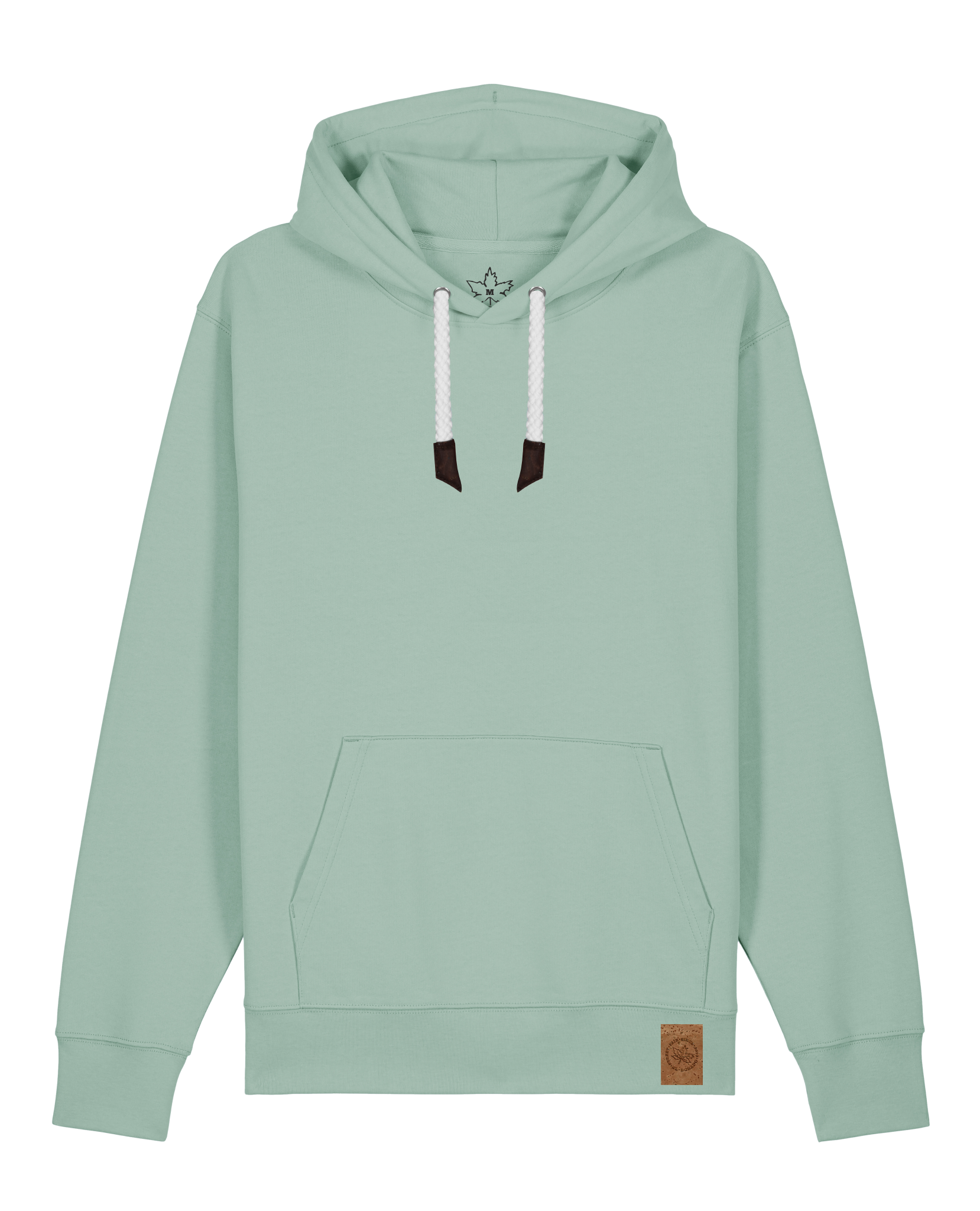 bio-unisex-medium fit-hoodie-basic-stsu177-eukalyptus-weiße kordel-front