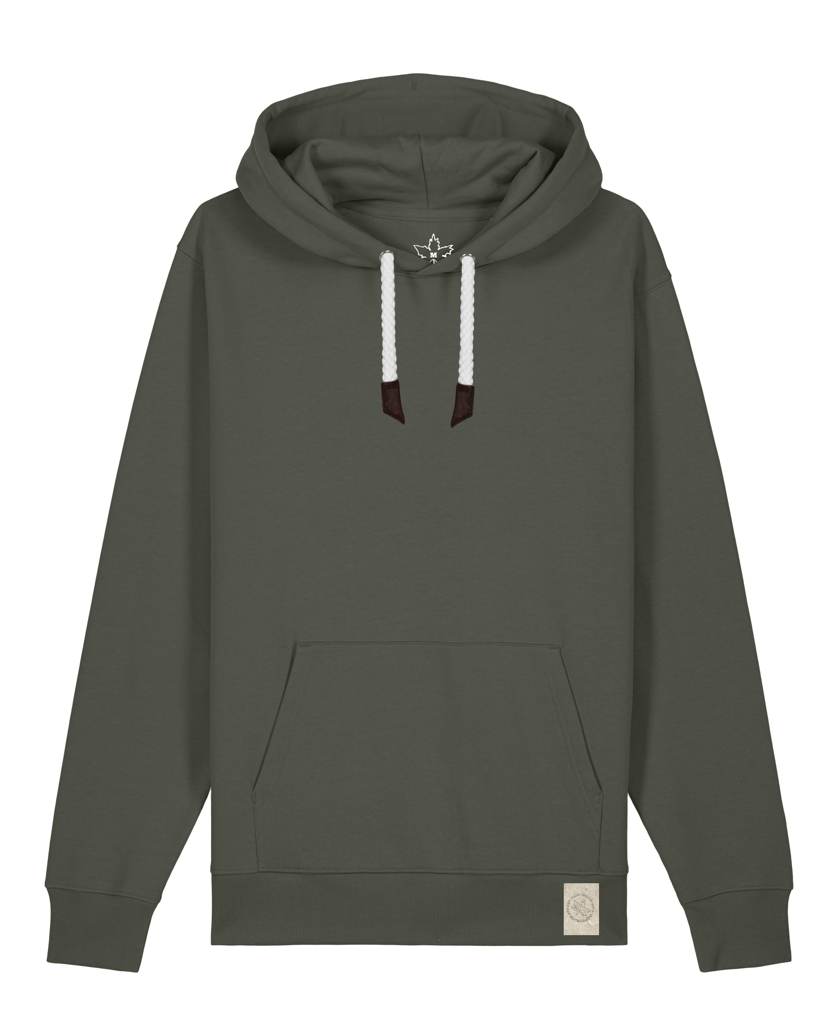 bio-unisex-medium fit-hoodie-basic-stsu177-grunkohl-weiße kordel-front