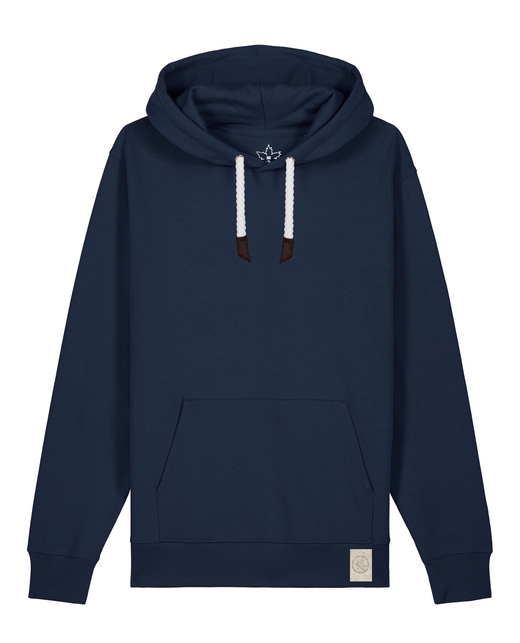 bio-unisex-medium fit-hoodie-basic-stsu177-marine-weiße kordel-front