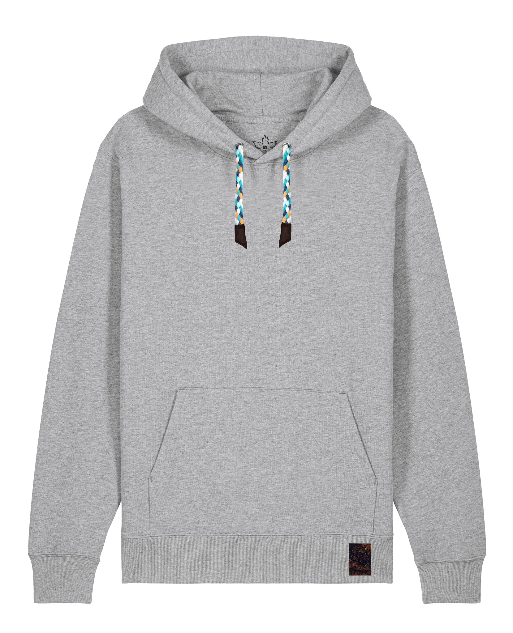bio-unisex-medium fit-hoodie-basic-stsu177-mausgrau-blaue kordel-front