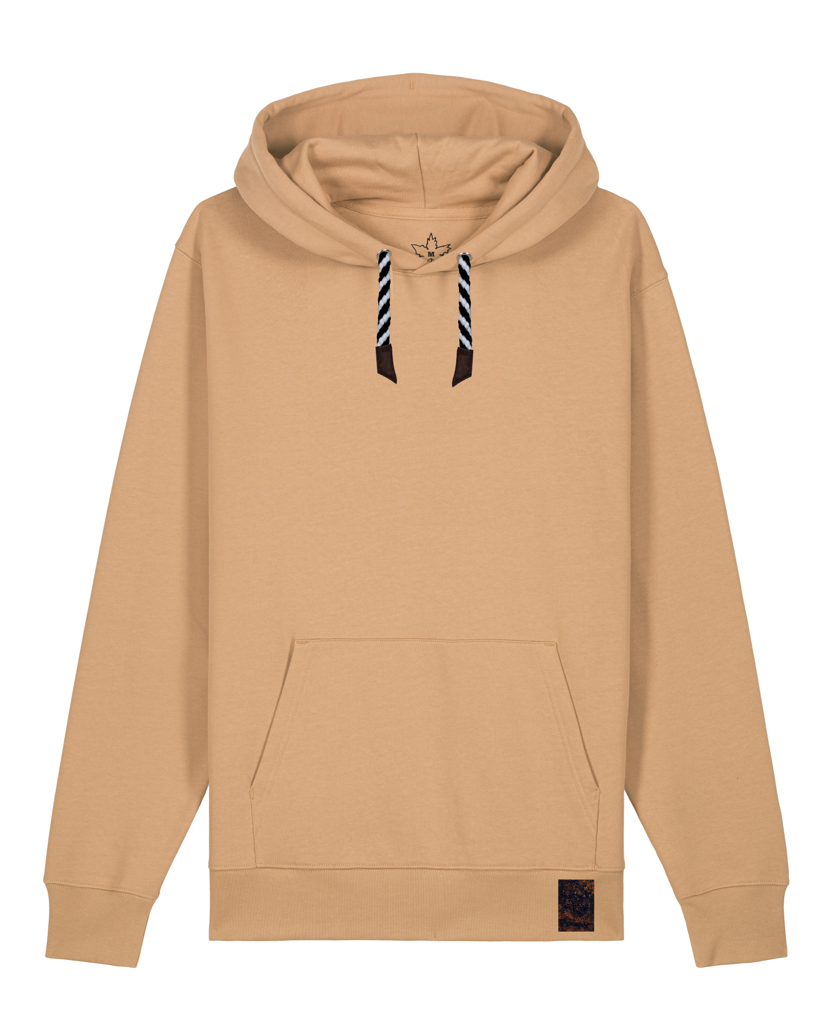 bio-unisex-medium fit-hoodie-basic-stsu177-meersand-sw kordel-front