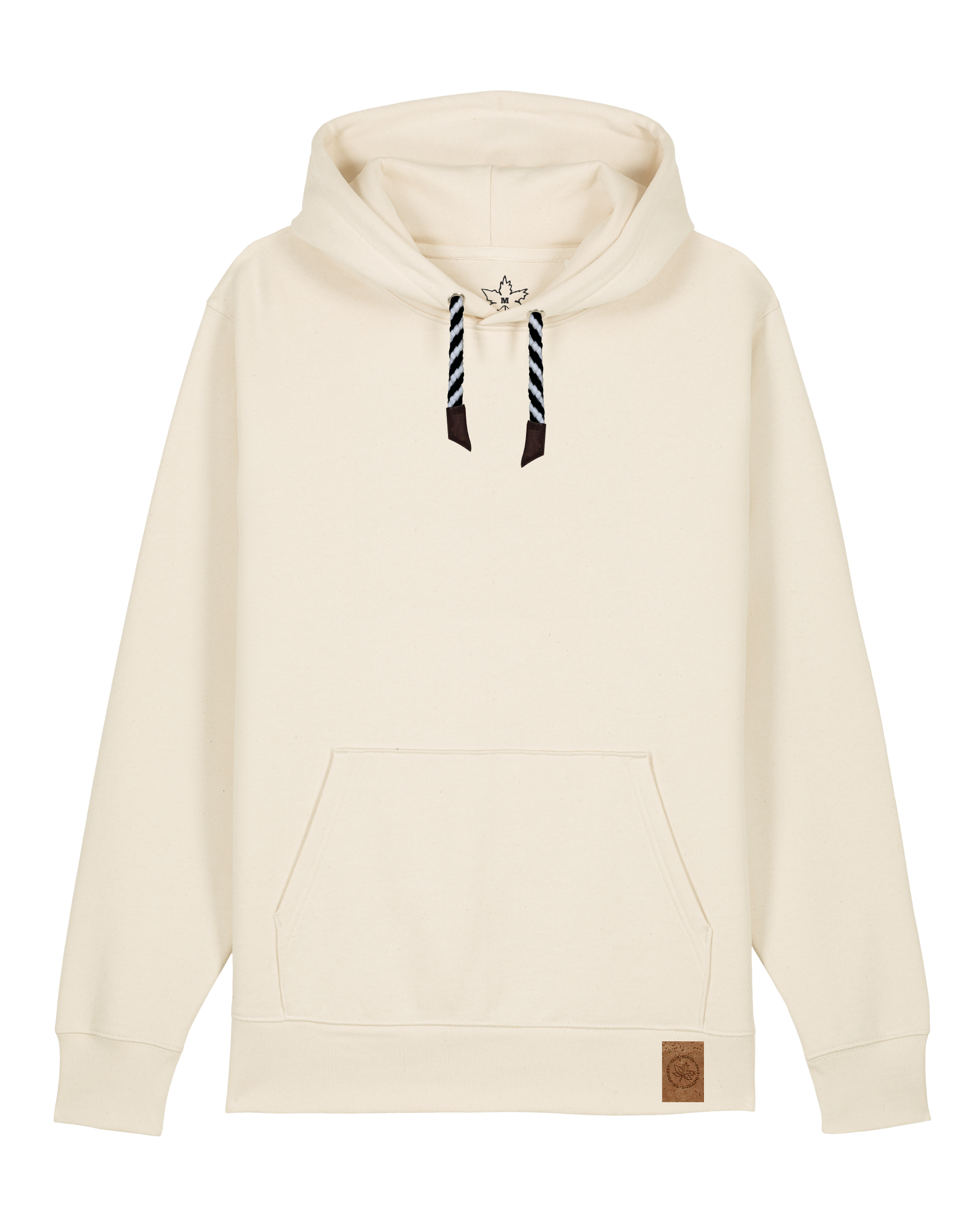 bio-unisex-medium fit-hoodie-basic-stsu177-natur-sw kordel-front