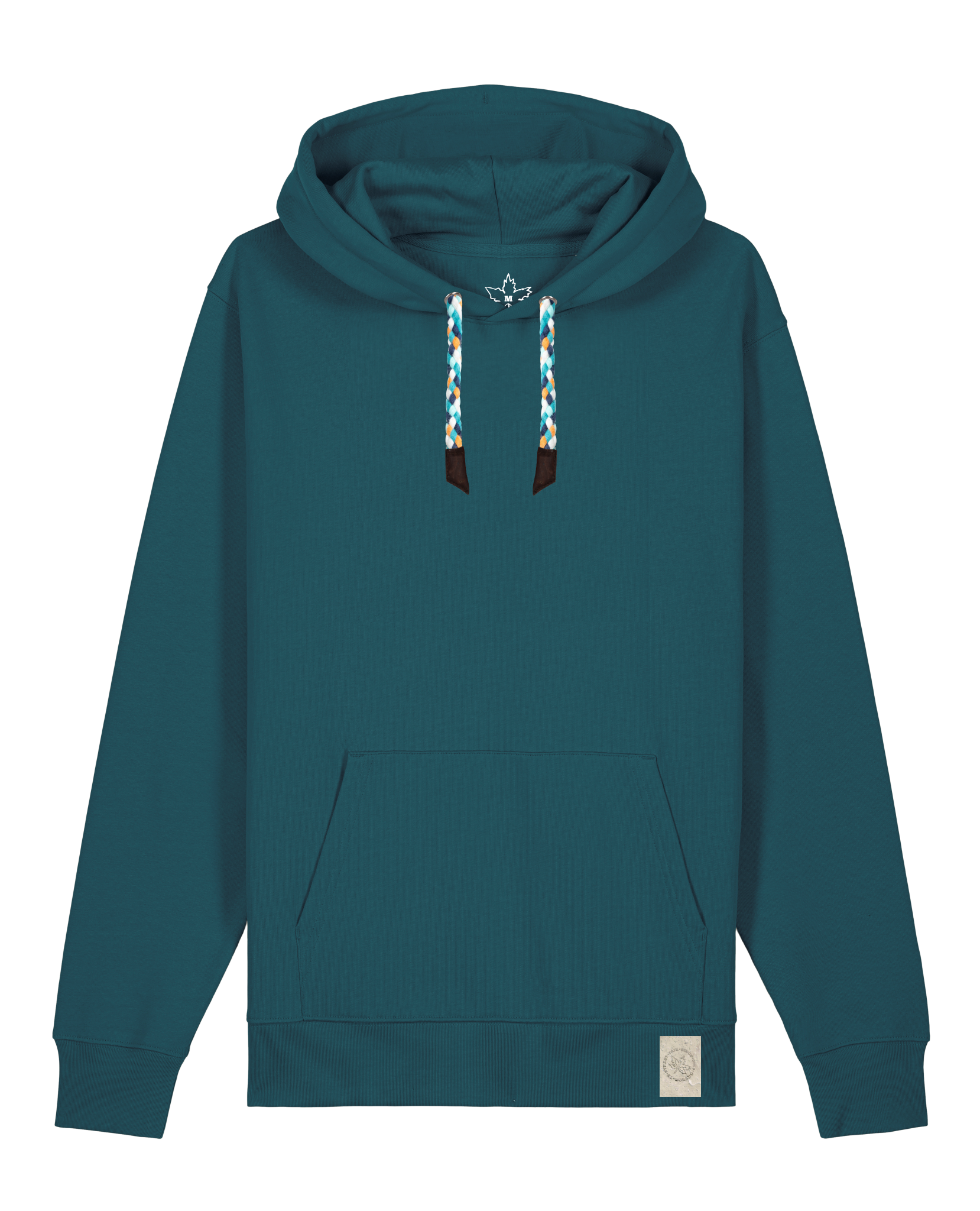 bio-unisex-medium fit-hoodie-basic-stsu177-nordmanntanne-blaue kordel-front