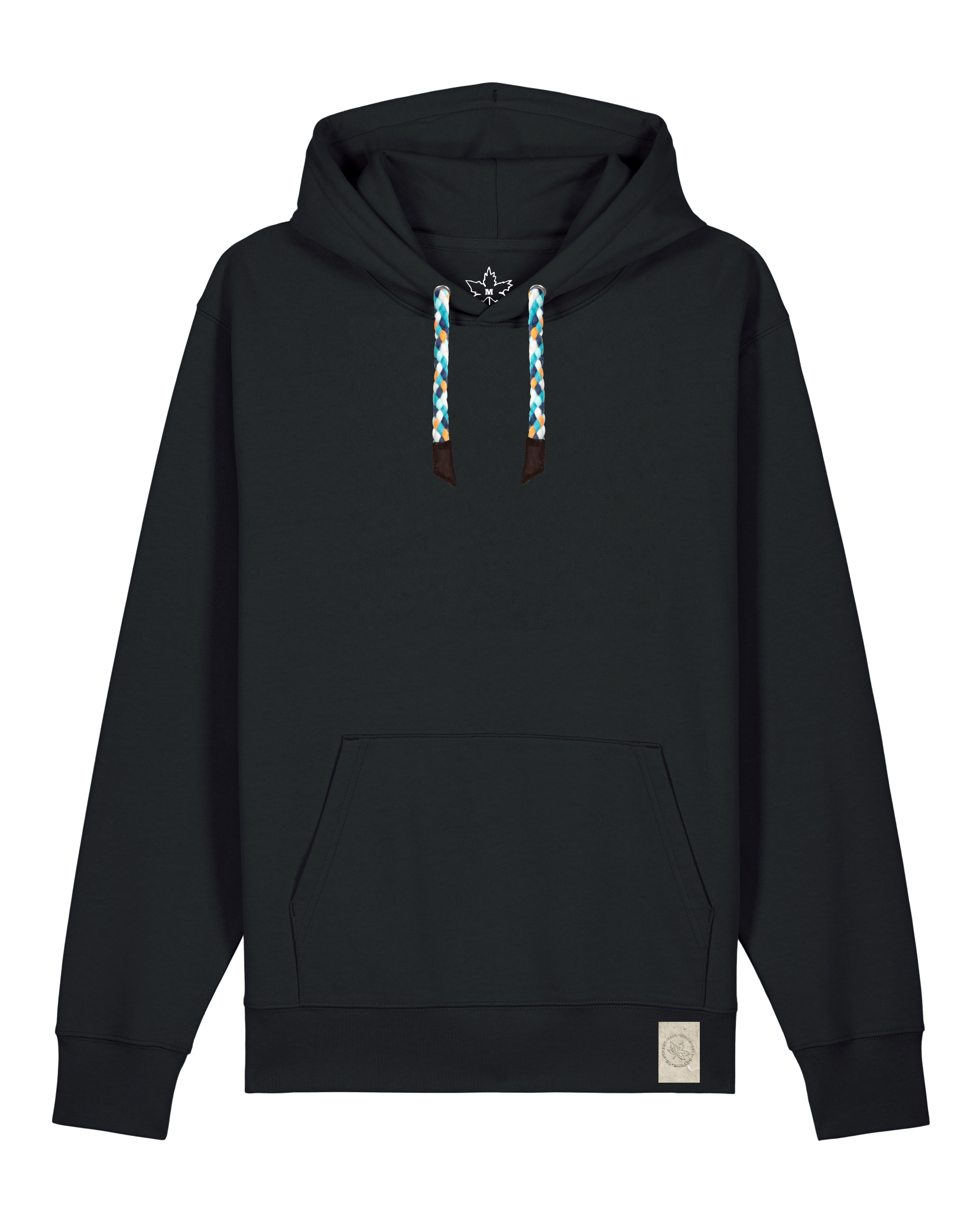 bio-unisex-medium fit-hoodie-basic-stsu177-schwarz-blaue kordel-front