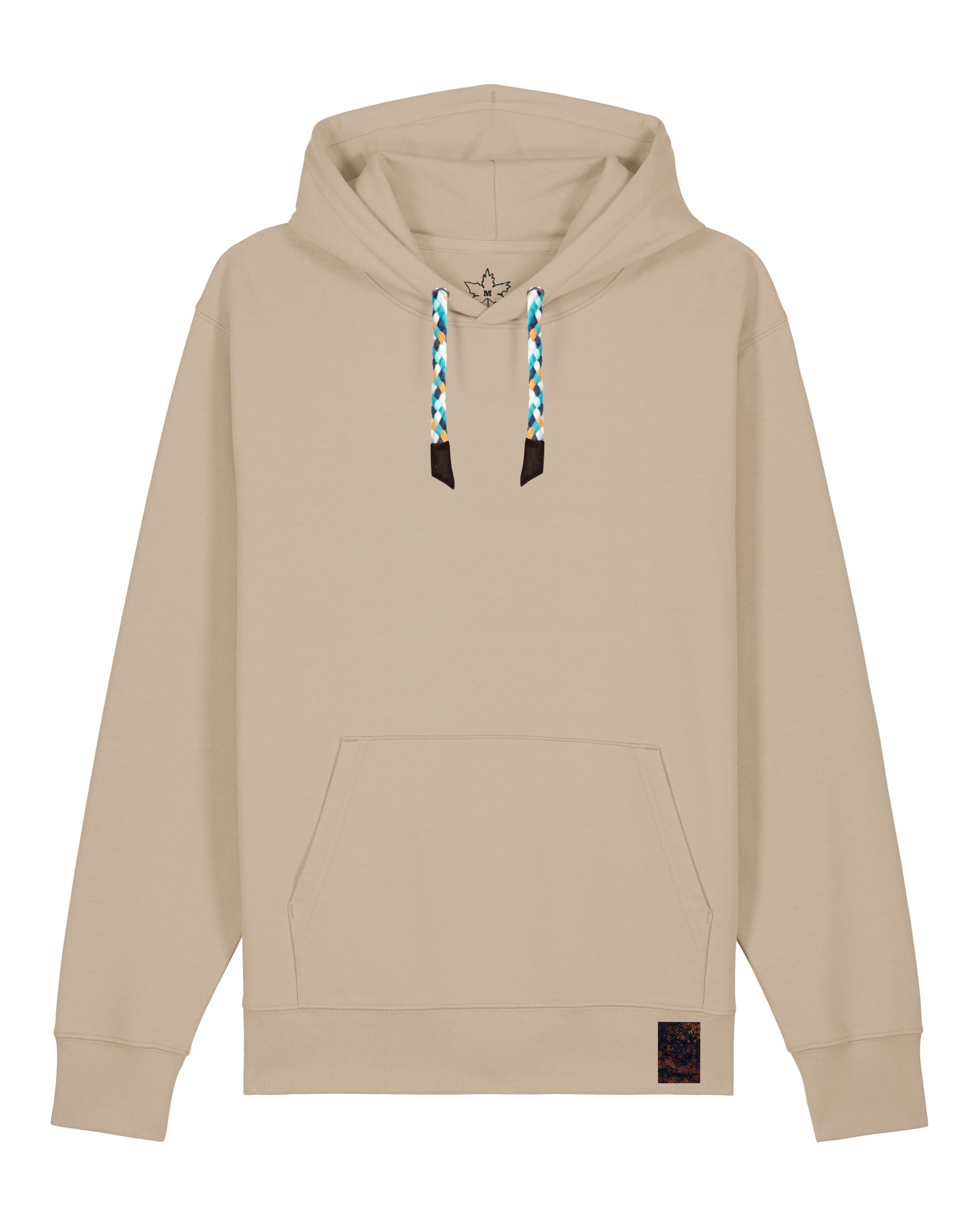 bio-unisex-medium fit-hoodie-basic-stsu177-treibsand-blaue kordel-front