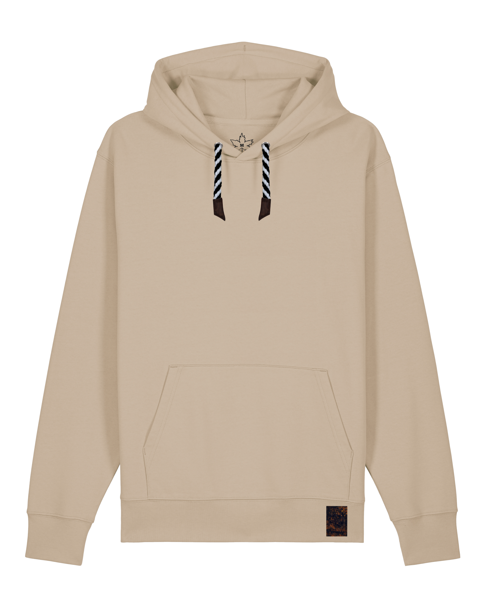 bio-unisex-medium fit-hoodie-basic-stsu177-treibsand-sw kordel-front