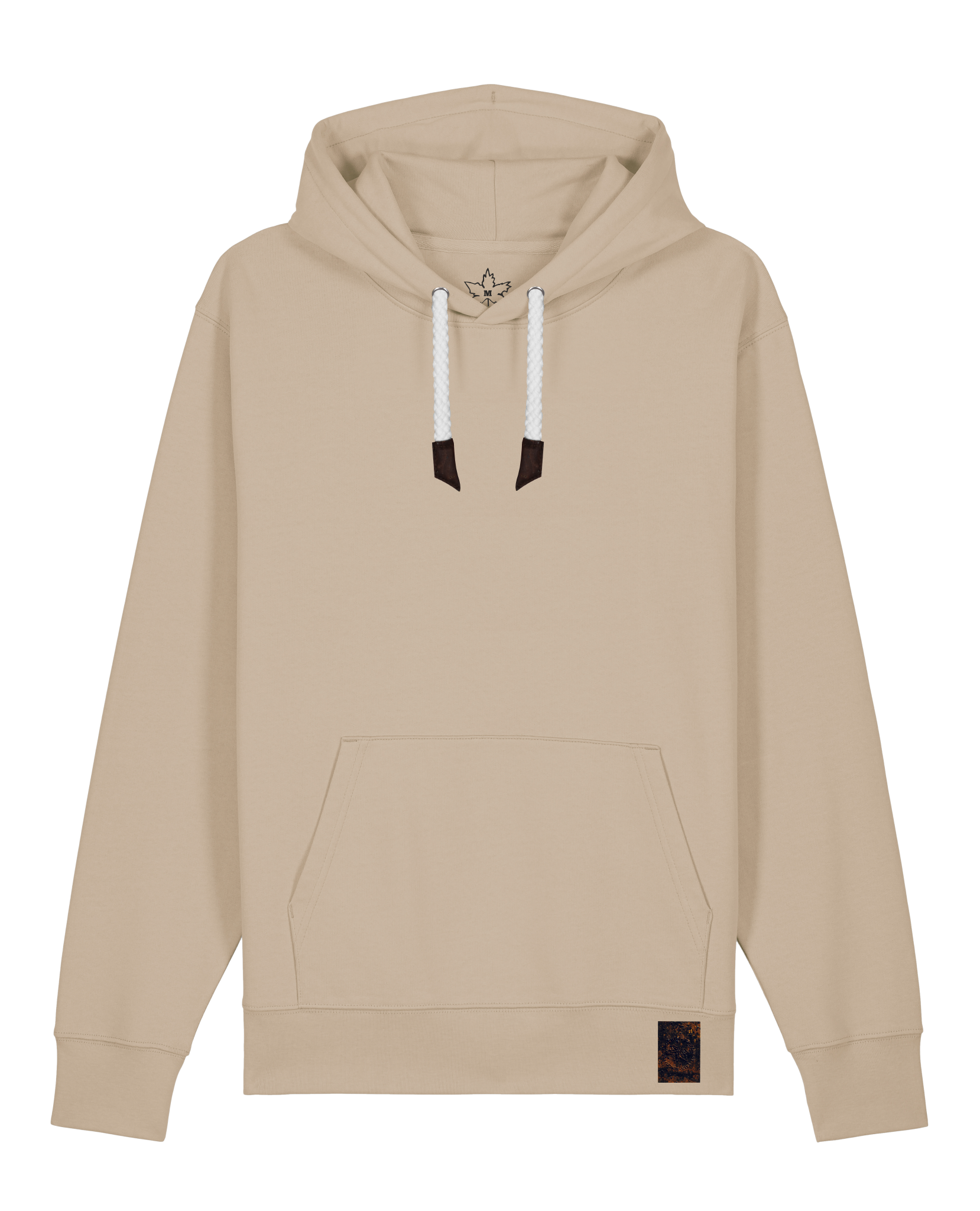 bio-unisex-medium fit-hoodie-basic-stsu177-treibsand-weiße kordel-front