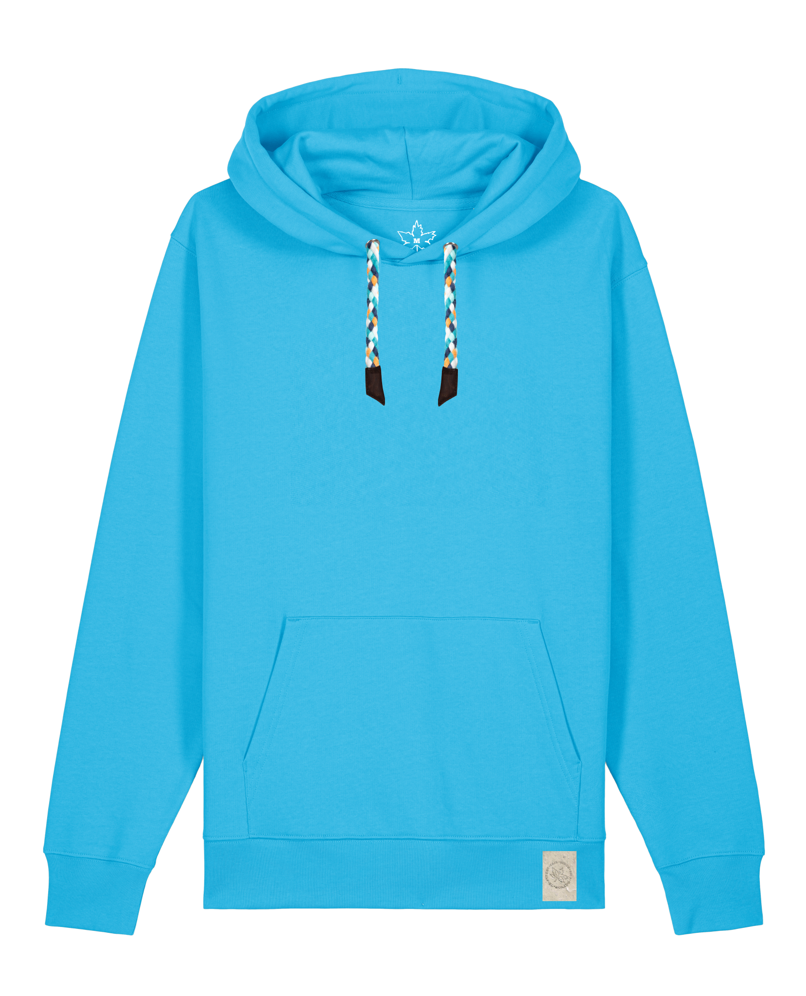 bio-unisex-medium fit-hoodie-basic-stsu177-wasserblau-blaue kordel-front