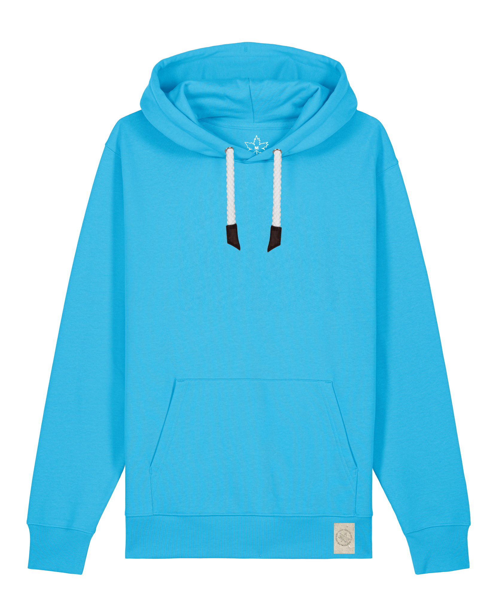 bio-unisex-medium fit-hoodie-basic-stsu177-wasserblau-weiße kordel-front