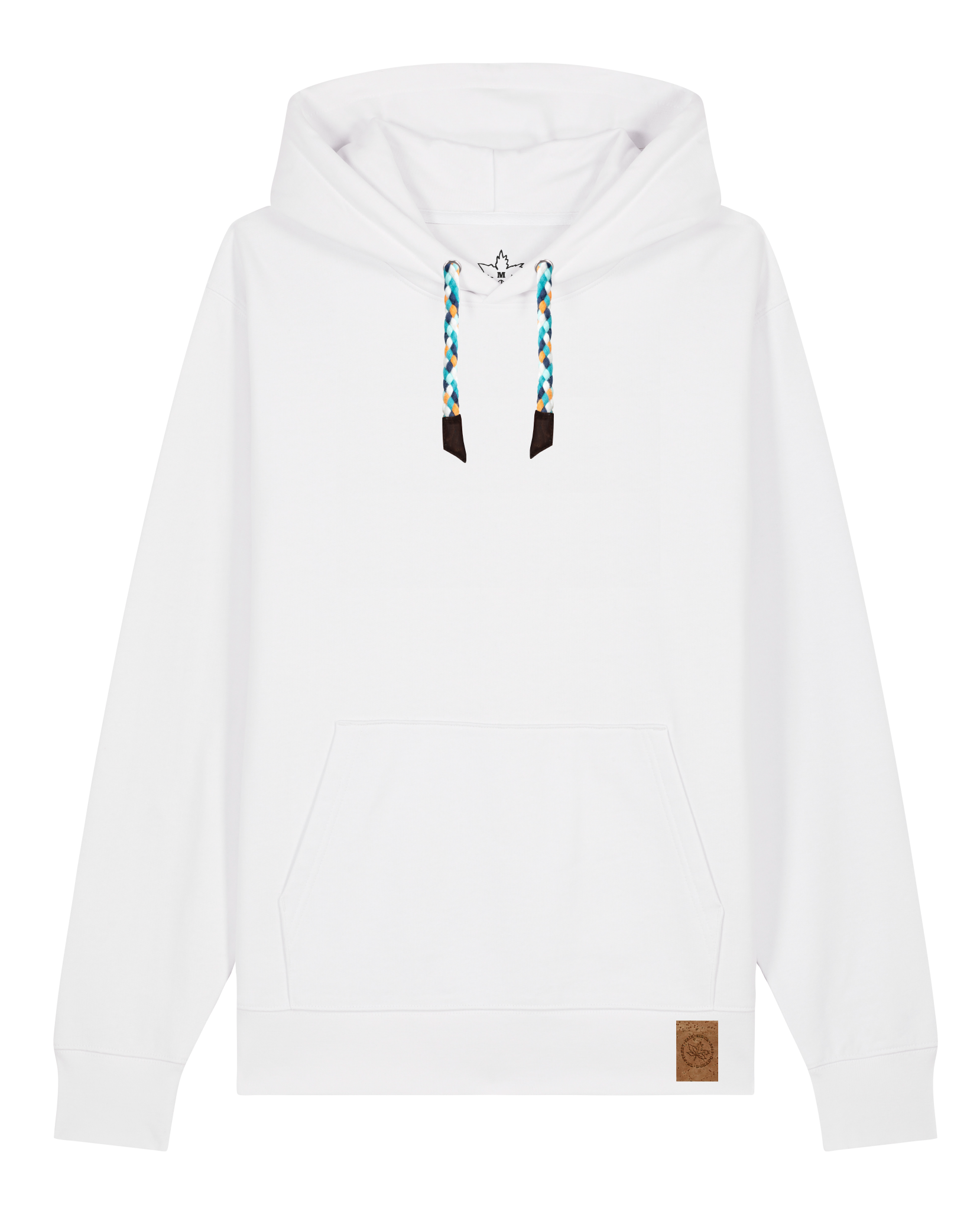 bio-unisex-medium fit-hoodie-basic-stsu177-weiß-blaue kordel-front