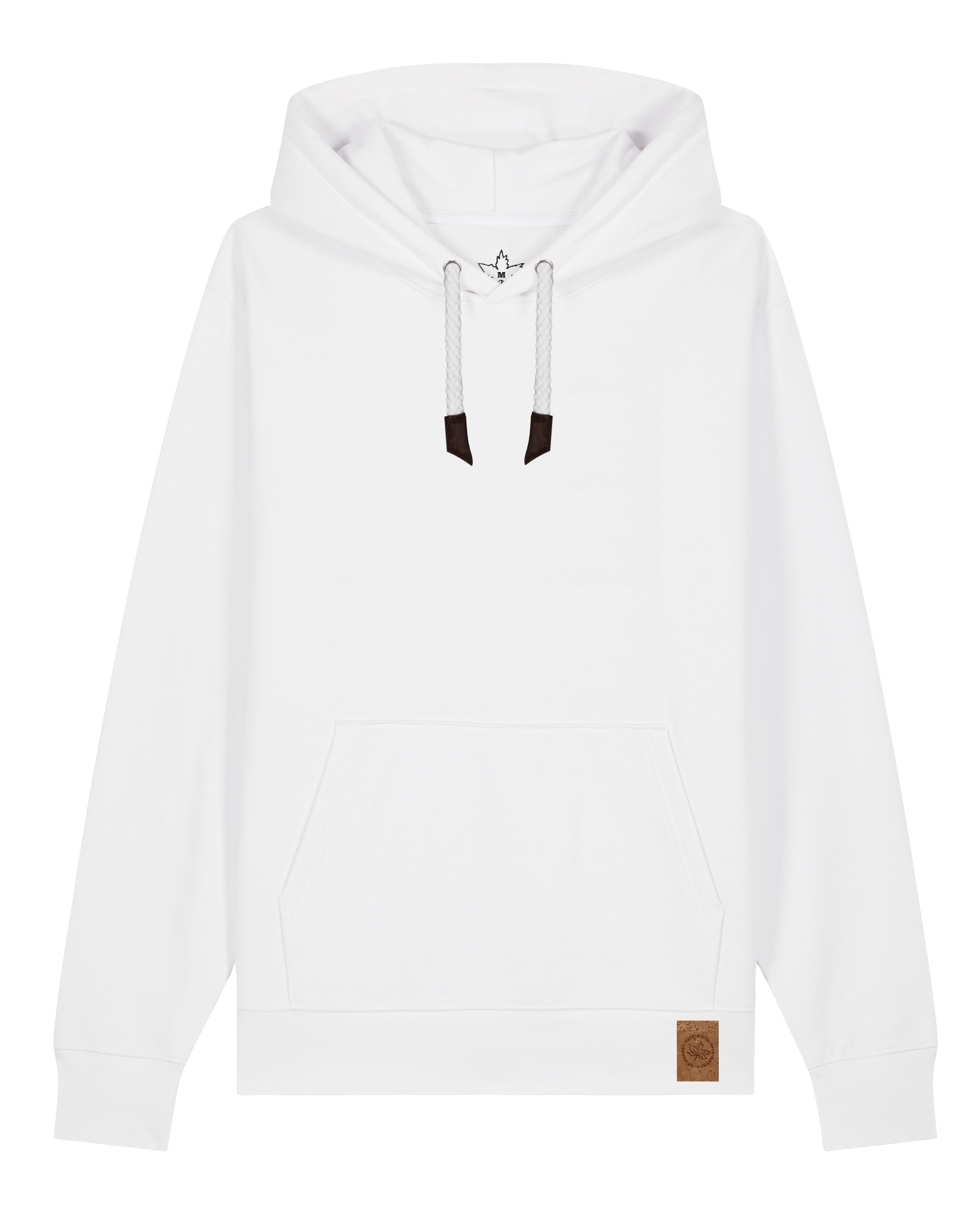 bio-unisex-medium fit-hoodie-basic-stsu177-weiß-weiße kordel-front