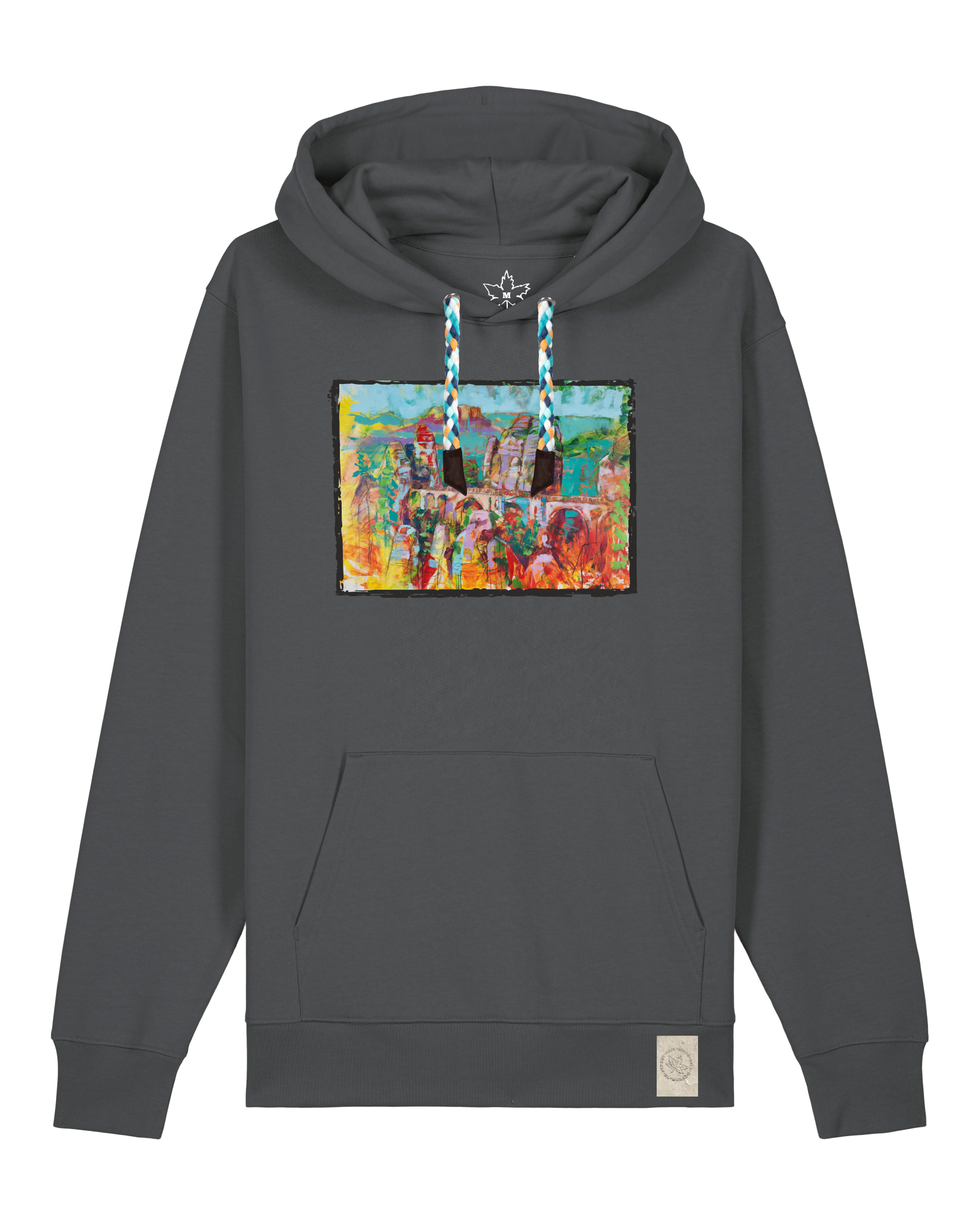 bio-unisex-medium fit-hoodie-bastei-stsu177-eisen-blaue kordel-front