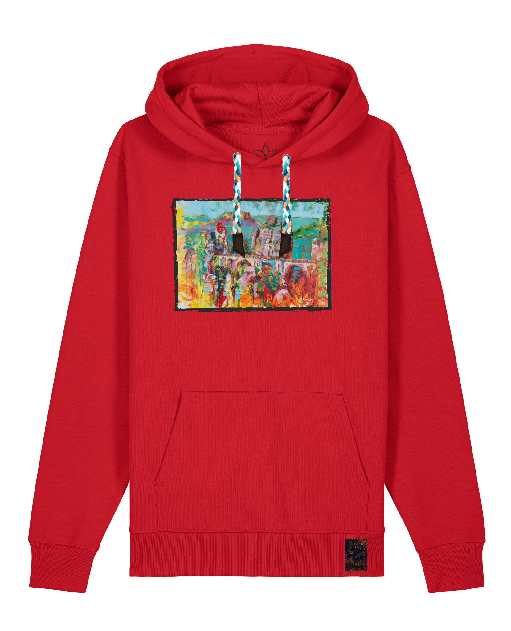 bio-unisex-medium fit-hoodie-bastei-stsu177-erdbeere-blaue kordel-front