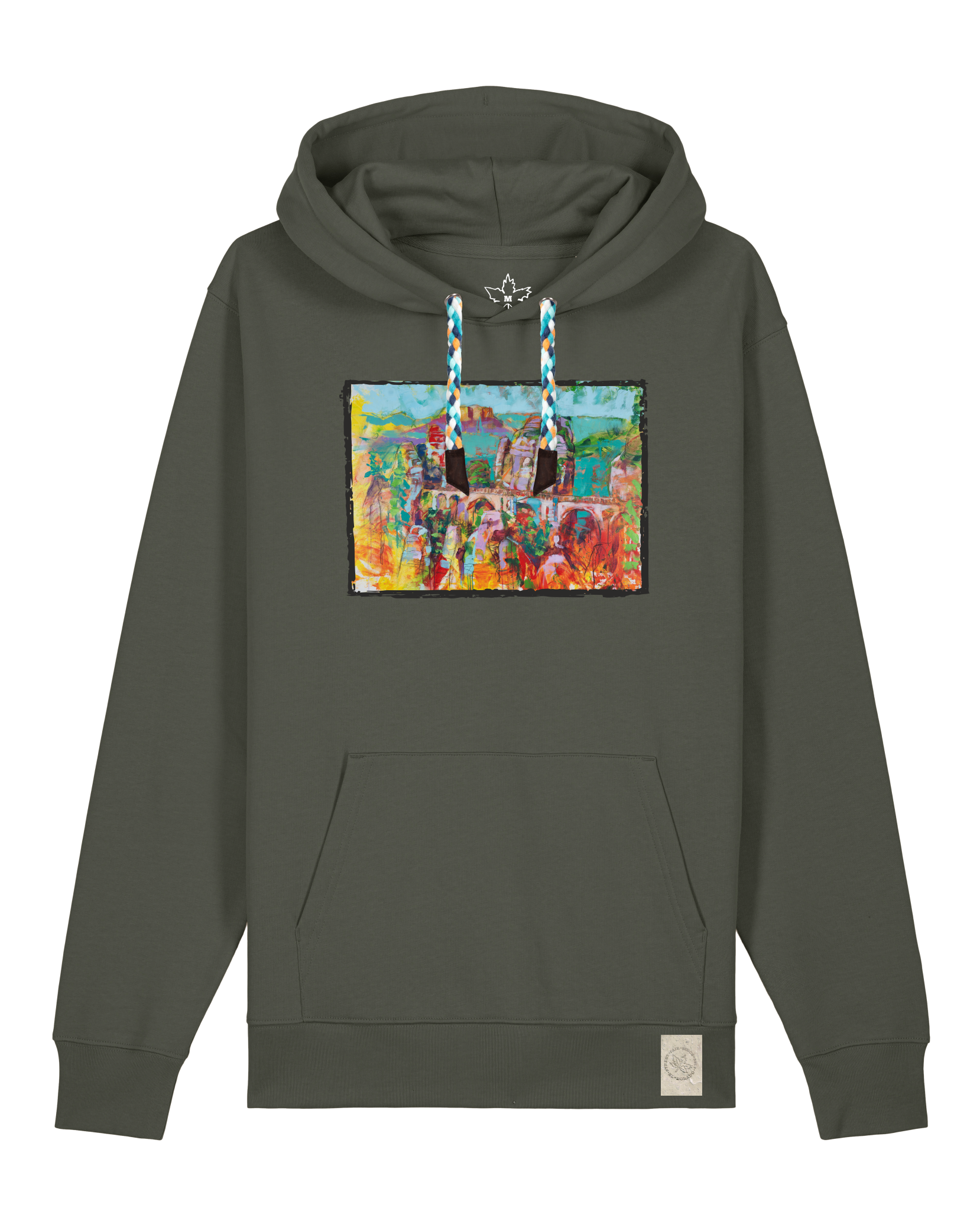 bio-unisex-medium fit-hoodie-bastei-stsu177-grunkohl-blaue kordel-front