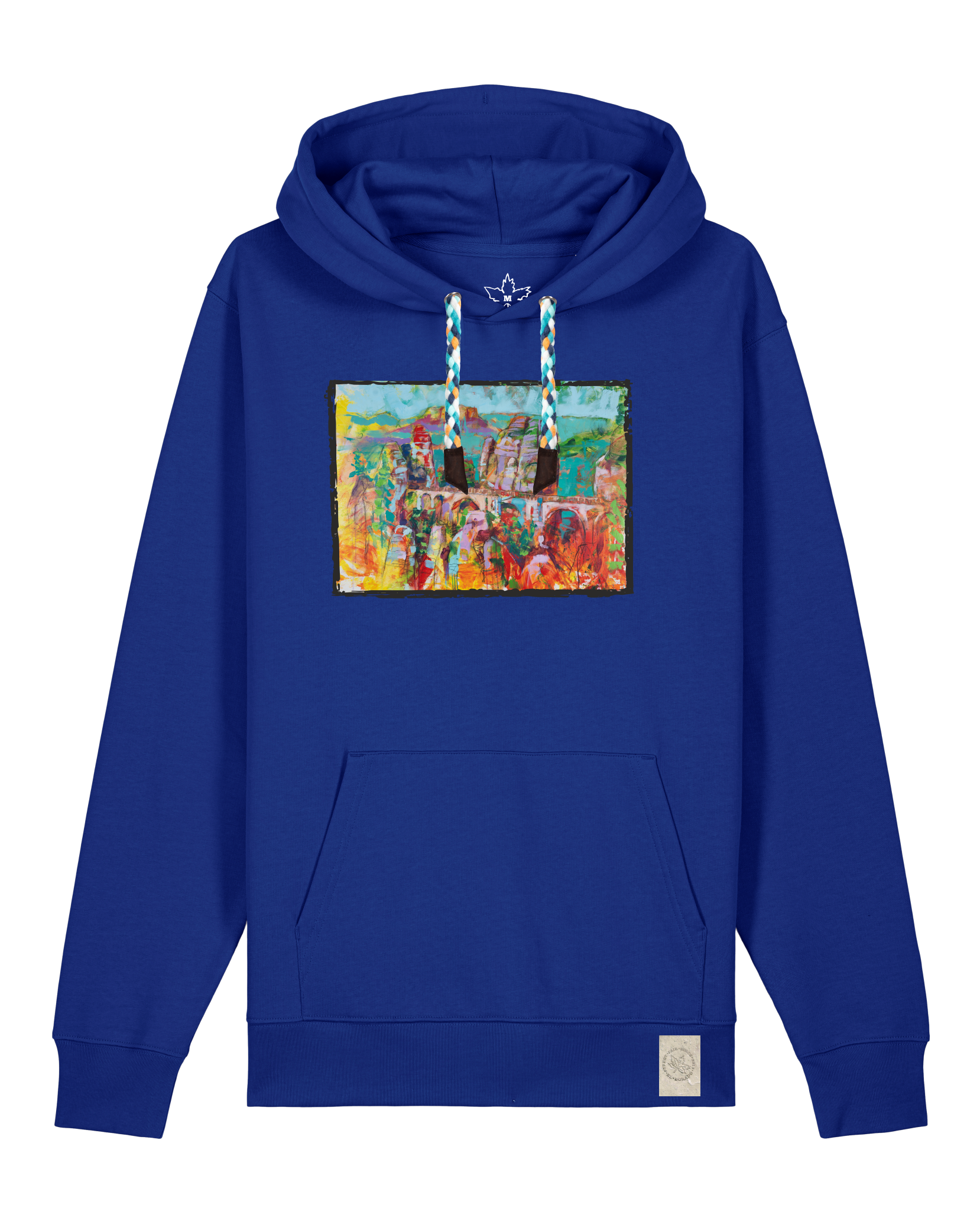 bio-unisex-medium fit-hoodie-bastei-stsu177-kornblume-blaue kordel-front