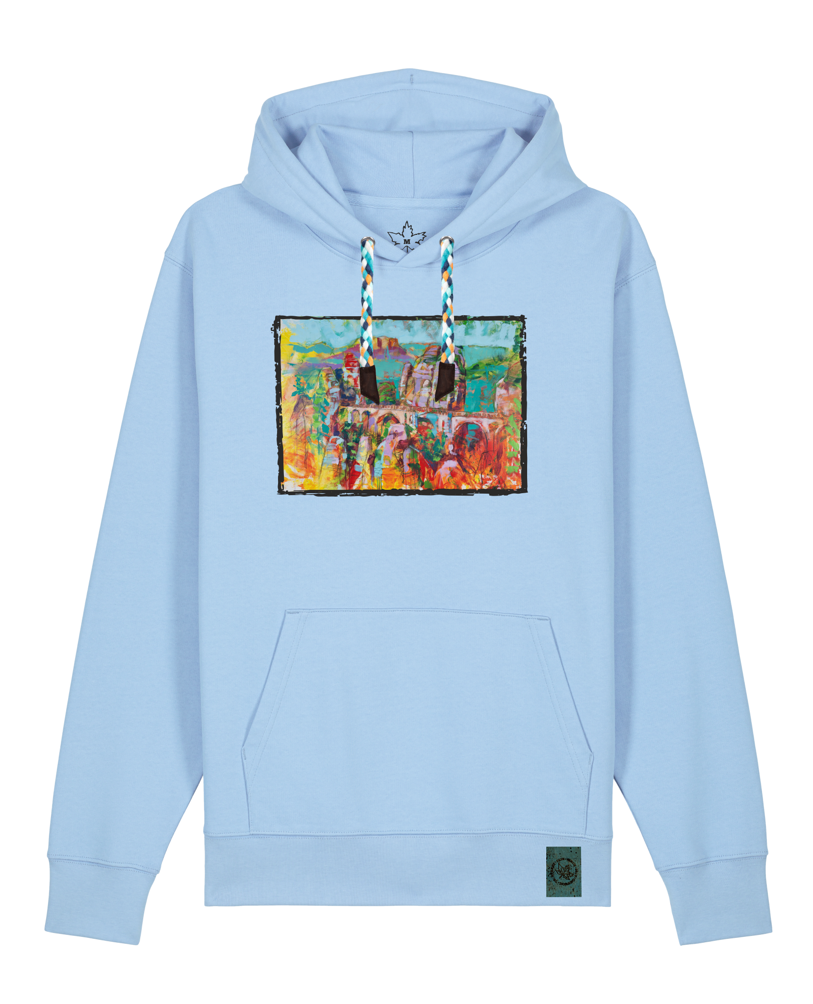 bio-unisex-medium fit-hoodie-bastei-stsu177-lagune-blaue kordel-front