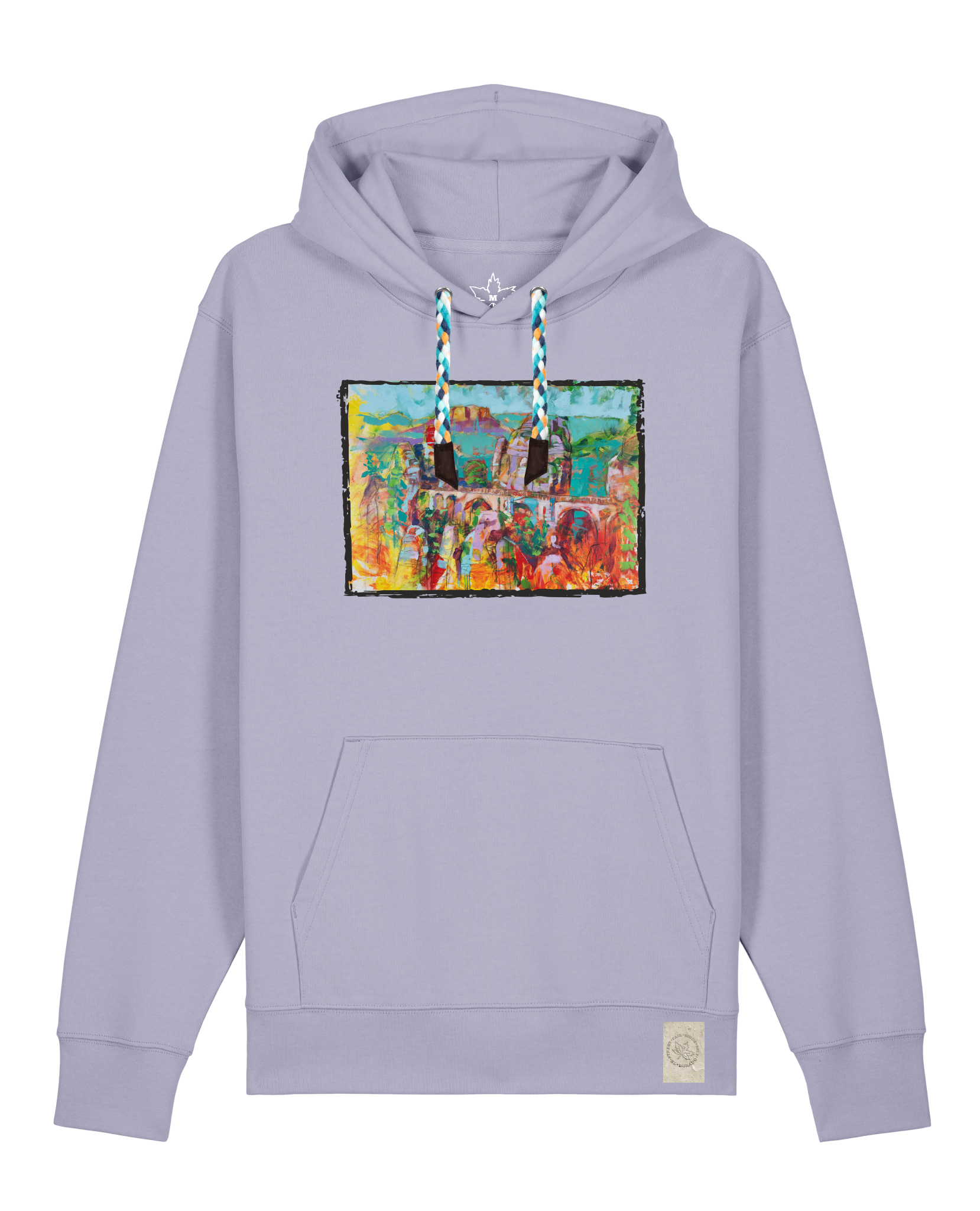 bio-unisex-medium fit-hoodie-bastei-stsu177-lavender-blaue kordel-front