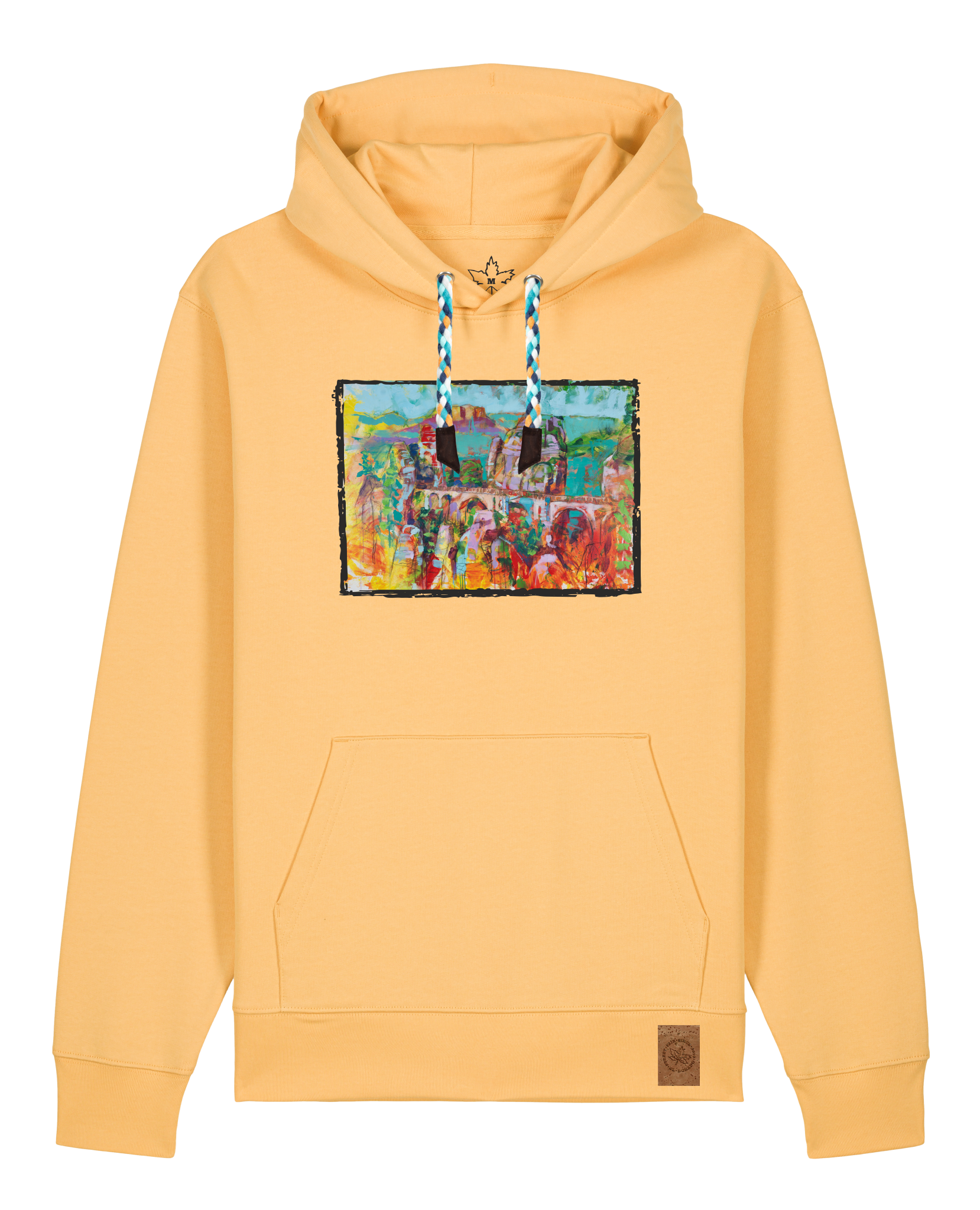 bio-unisex-medium fit-hoodie-bastei-stsu177-senfkorn-blaue kordel-front