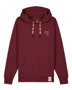 bio-unisex-medium fit-hoodie-be like flowers (backprint)-stsu177-burgunder rot-rote kordel-front