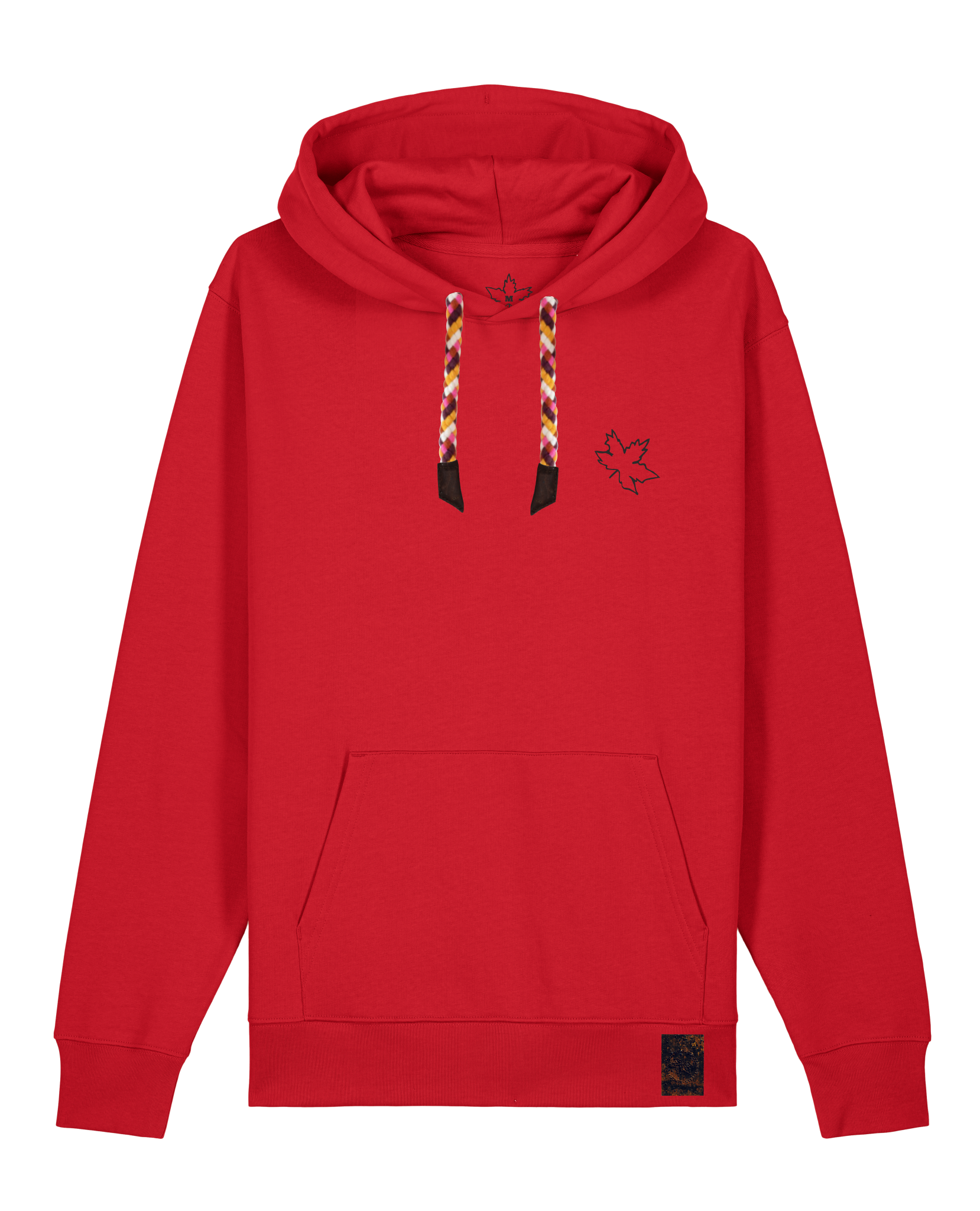 bio-unisex-medium fit-hoodie-be like flowers (backprint)-stsu177-erdbeere-rote kordel-front