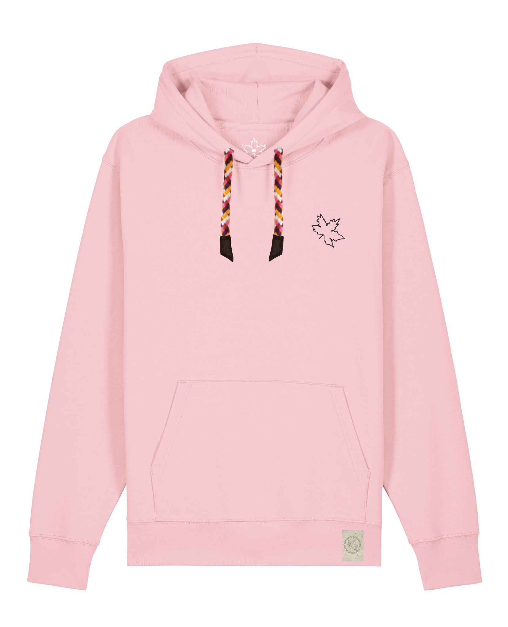 bio-unisex-medium fit-hoodie-be like flowers (backprint)-stsu177-flamingo-rote kordel-front
