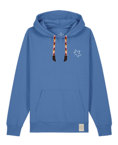 bio-unisex-medium fit-hoodie-be like flowers (backprint)-stsu177-hortensie-rote kordel-front