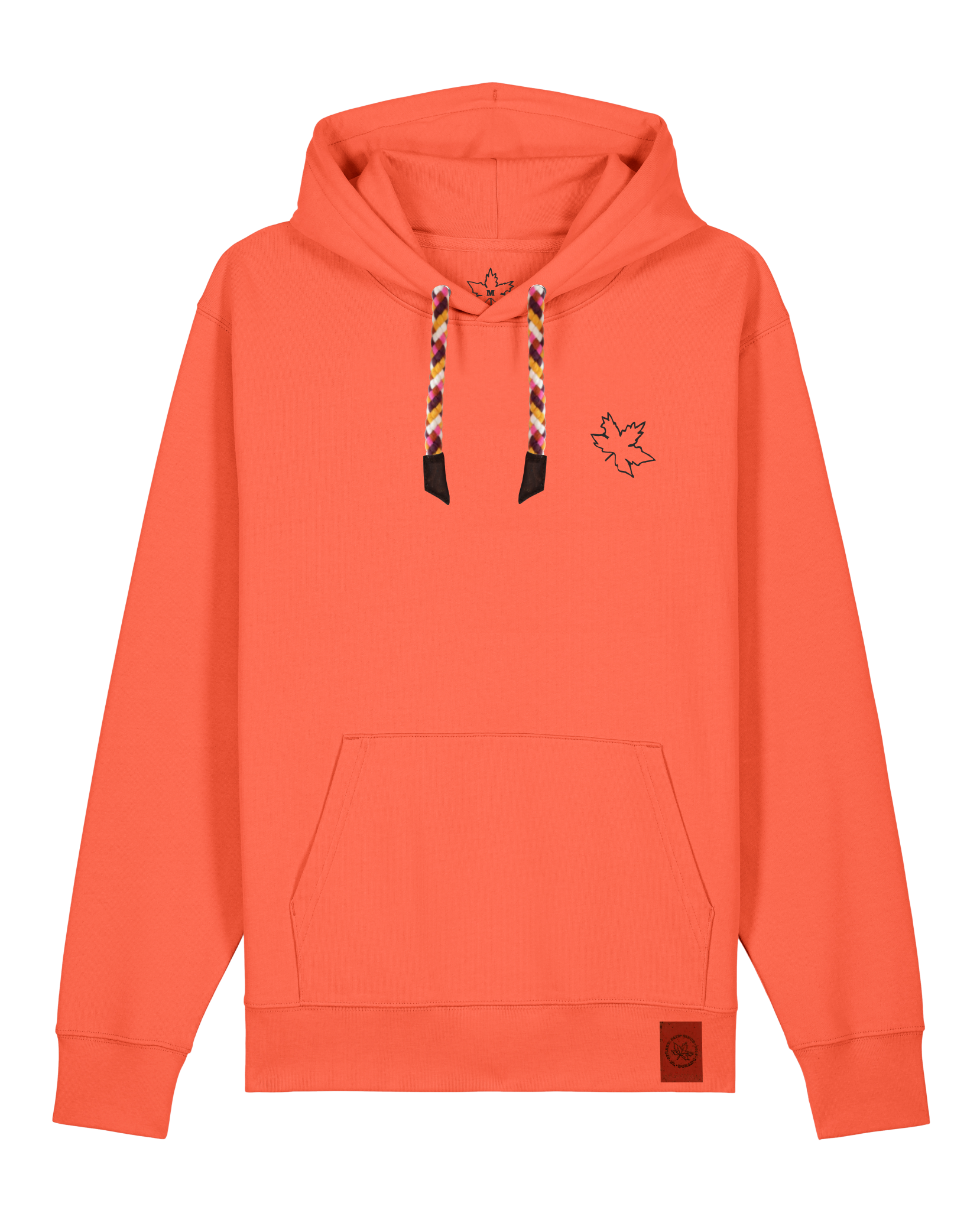 bio-unisex-medium fit-hoodie-be like flowers (backprint)-stsu177-mandarine-rote kordel-front