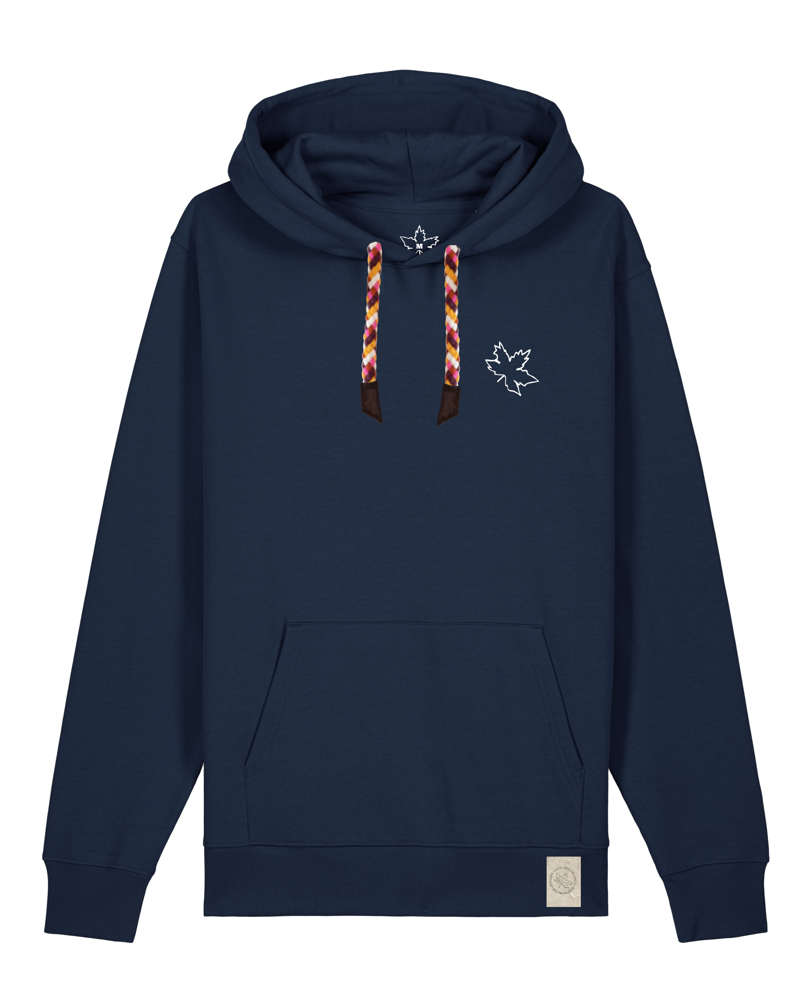 bio-unisex-medium fit-hoodie-be like flowers (backprint)-stsu177-marine-rote kordel-front