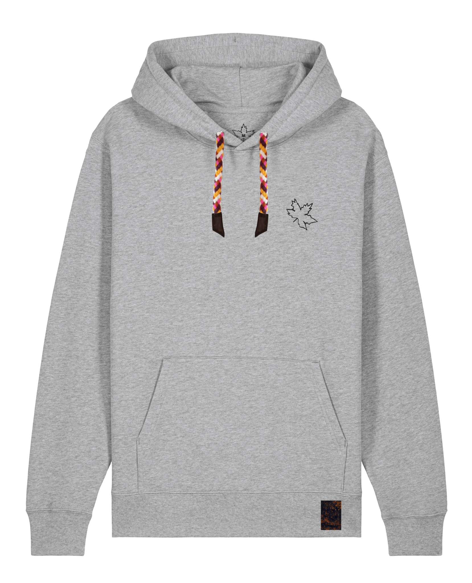 bio-unisex-medium fit-hoodie-be like flowers (backprint)-stsu177-mausgrau-rote kordel-front