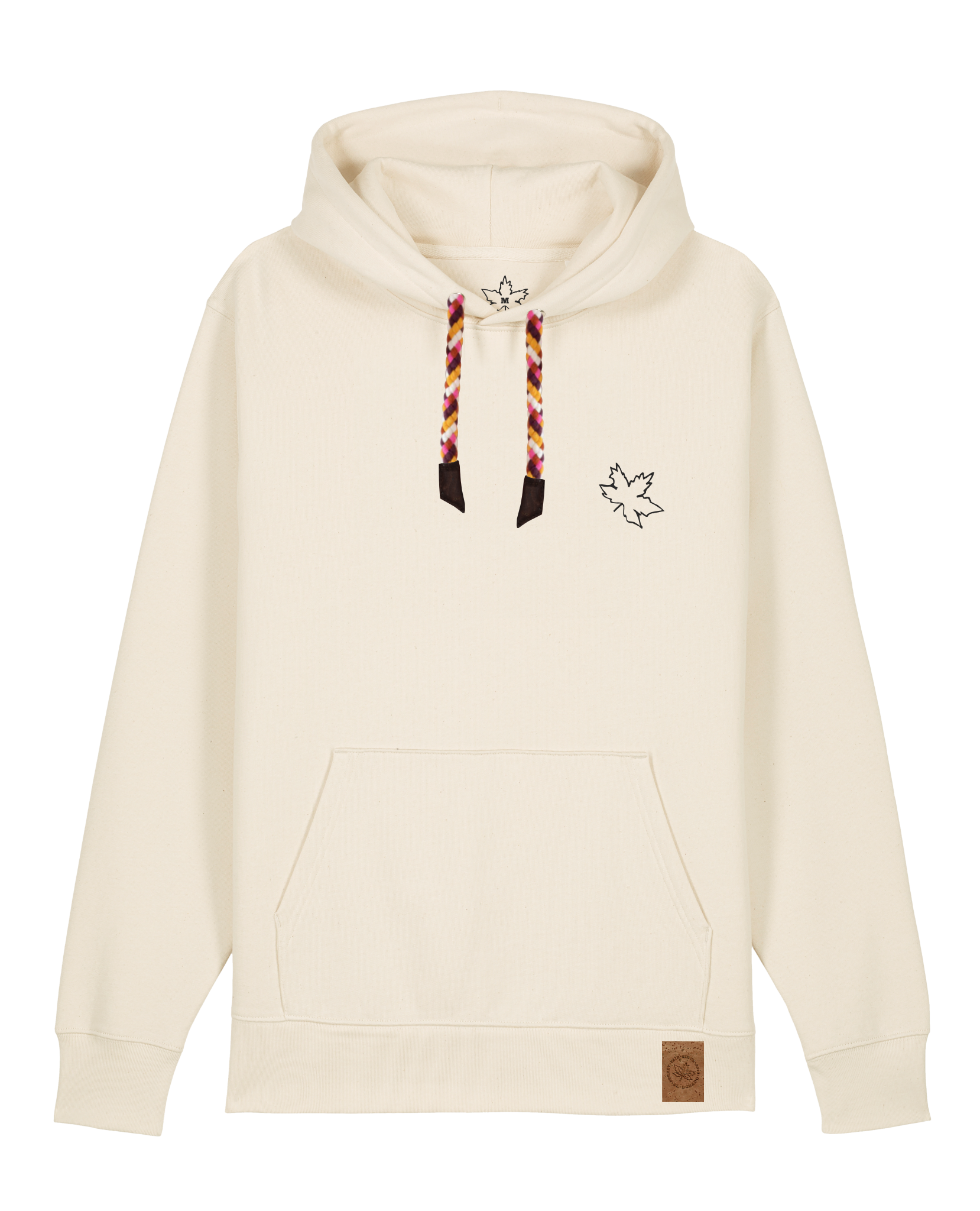 bio-unisex-medium fit-hoodie-be like flowers (backprint)-stsu177-natur-rote kordel-front