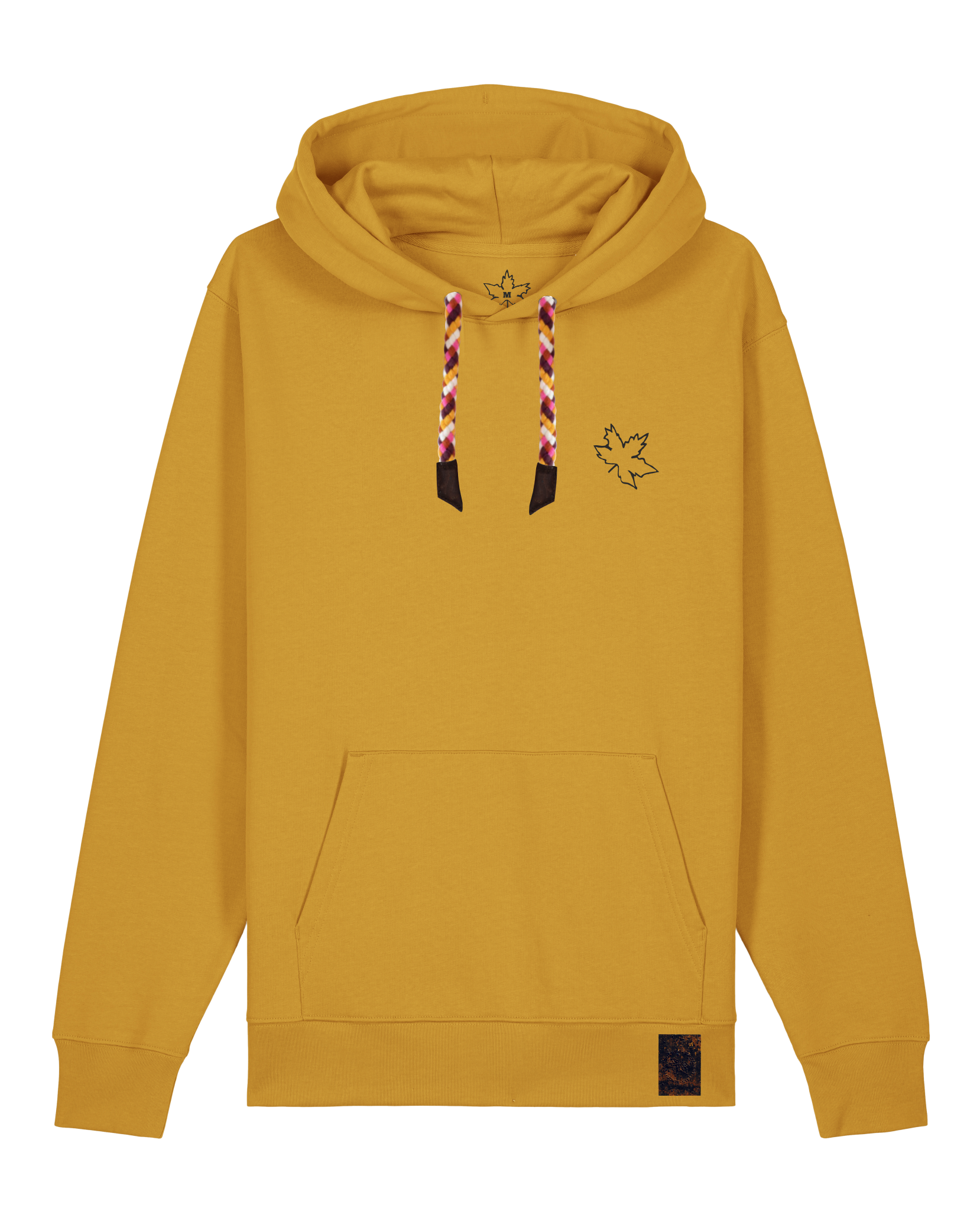 bio-unisex-medium fit-hoodie-be like flowers (backprint)-stsu177-senf-rote kordel-front