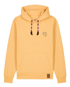 bio-unisex-medium fit-hoodie-be like flowers (backprint)-stsu177-senfkorn-rote kordel-front
