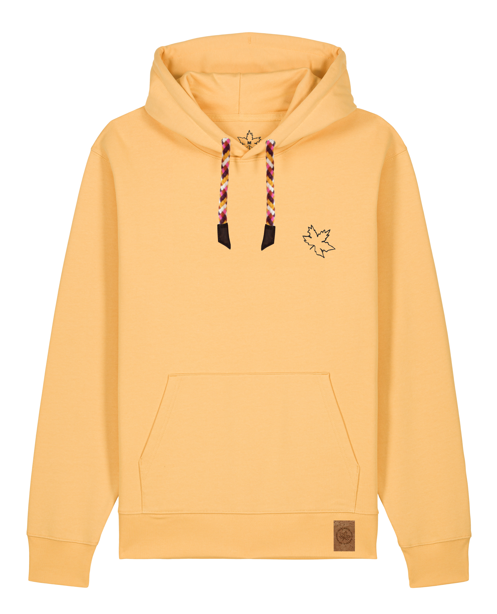 bio-unisex-medium fit-hoodie-be like flowers (backprint)-stsu177-senfkorn-rote kordel-front