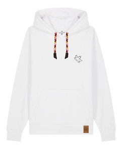 bio-unisex-medium fit-hoodie-be like flowers (backprint)-stsu177-weiß-rote kordel-front