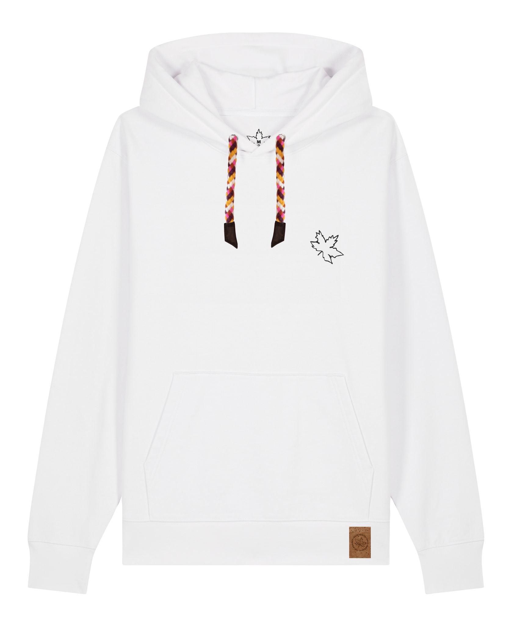 bio-unisex-medium fit-hoodie-be like flowers (backprint)-stsu177-weiß-rote kordel-front
