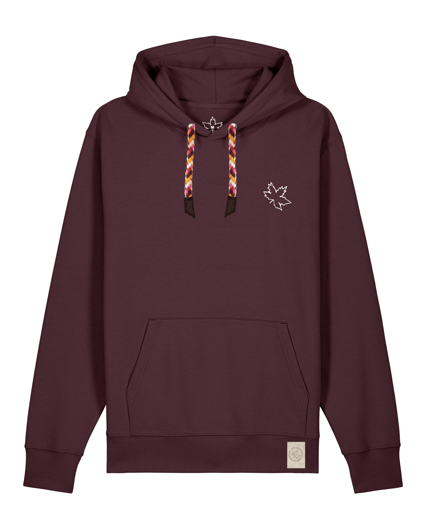 bio-unisex-medium fit-hoodie-be like flowers (backprint)-stsu177-zartbitter-rote kordel-front