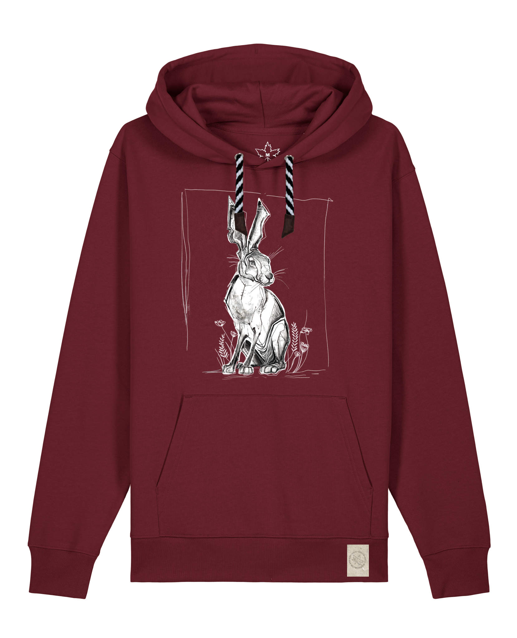 bio-unisex-medium fit-hoodie-carrot hunter-stsu177-burgunder rot-sw kordel-front