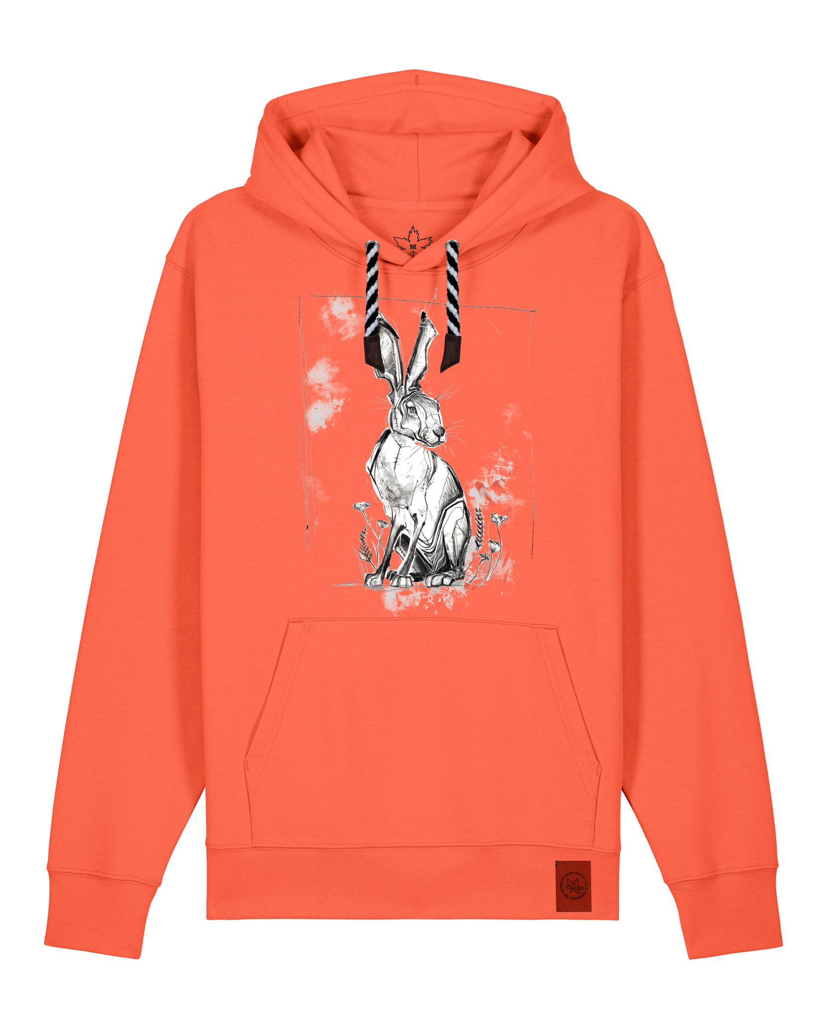 bio-unisex-medium fit-hoodie-carrot hunter-stsu177-mandarine-sw kordel-front