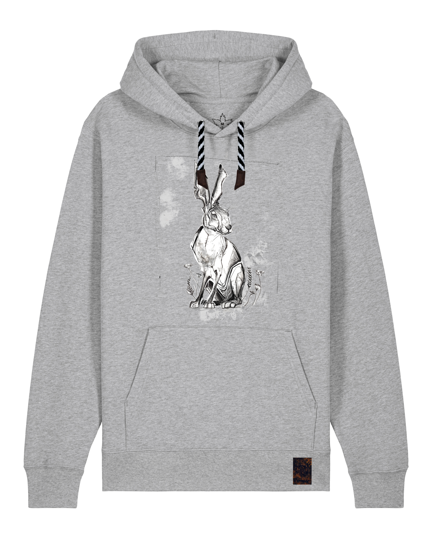 bio-unisex-medium fit-hoodie-carrot hunter-stsu177-mausgrau-sw kordel-front