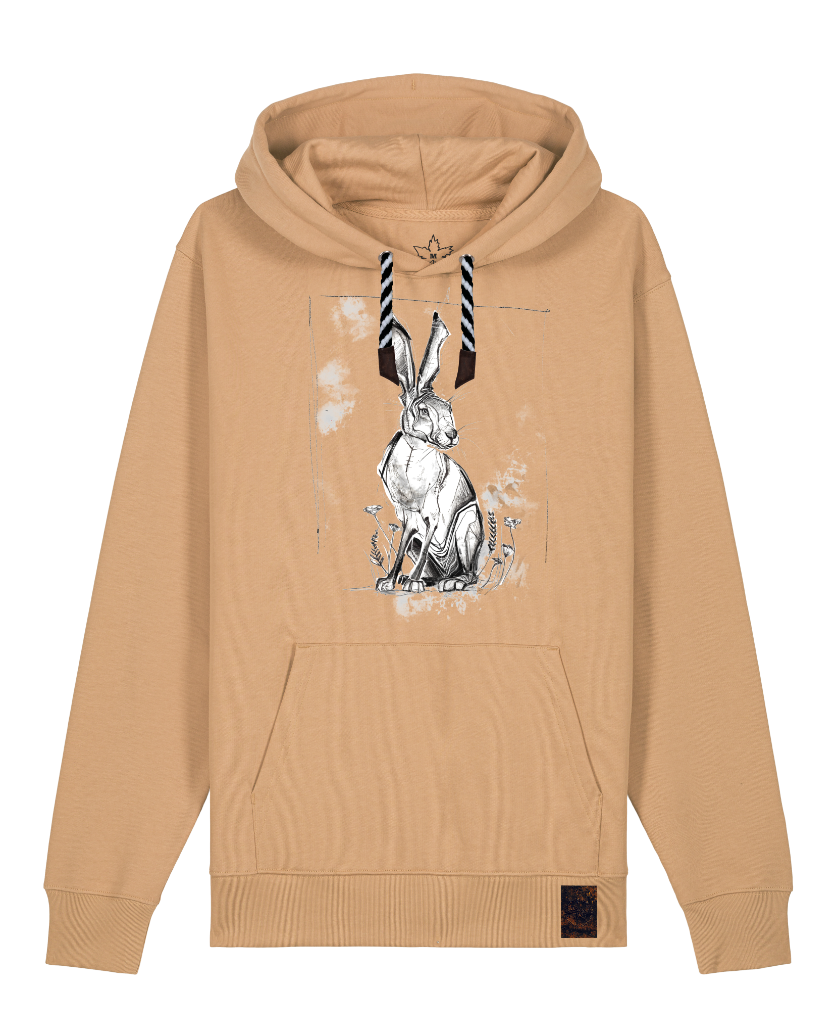 bio-unisex-medium fit-hoodie-carrot hunter-stsu177-meersand-sw kordel-front