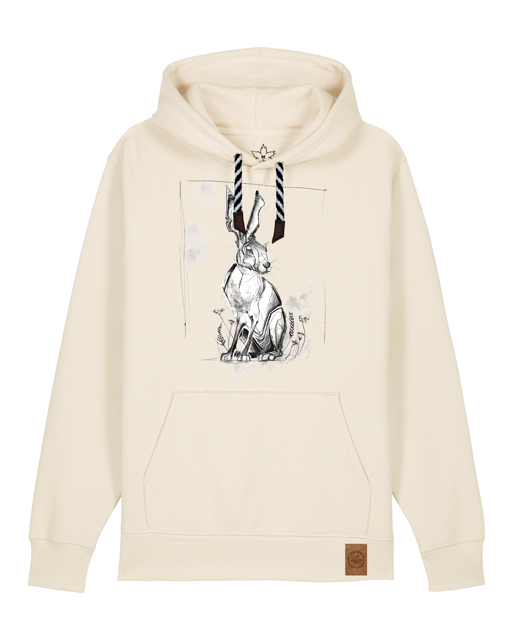 bio-unisex-medium fit-hoodie-carrot hunter-stsu177-natur-sw kordel-front
