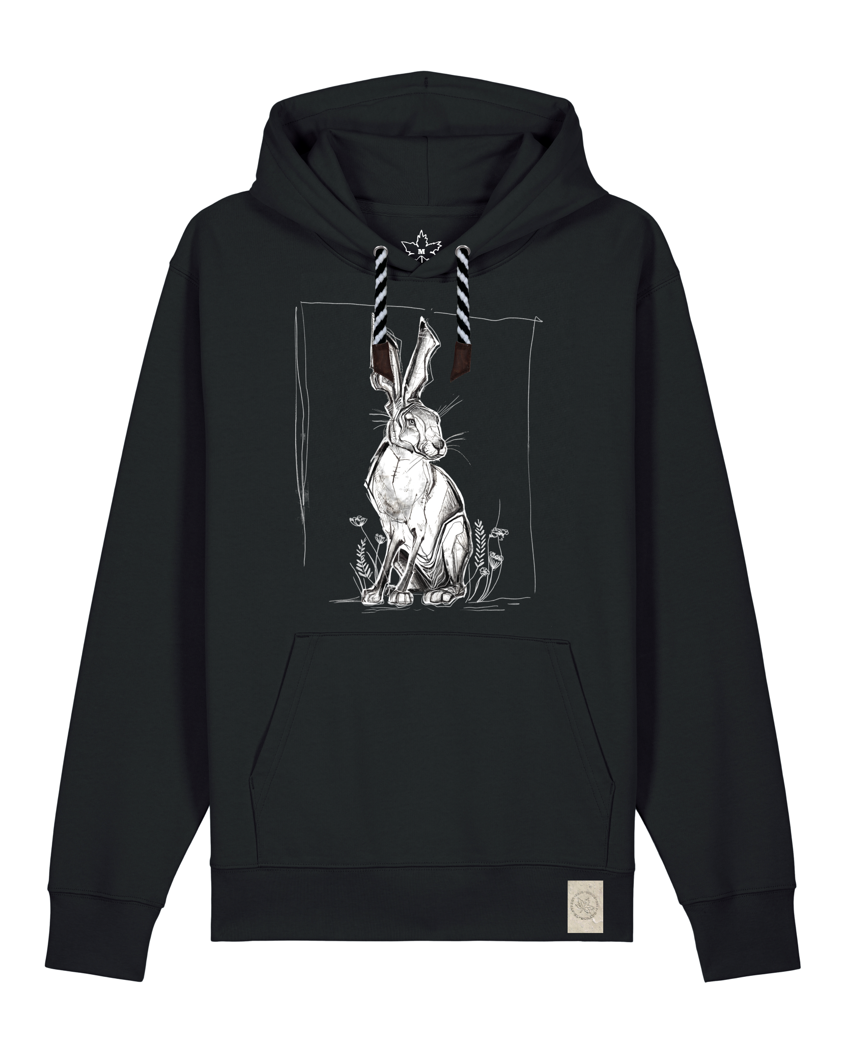 bio-unisex-medium fit-hoodie-carrot hunter-stsu177-schwarz-sw kordel-front