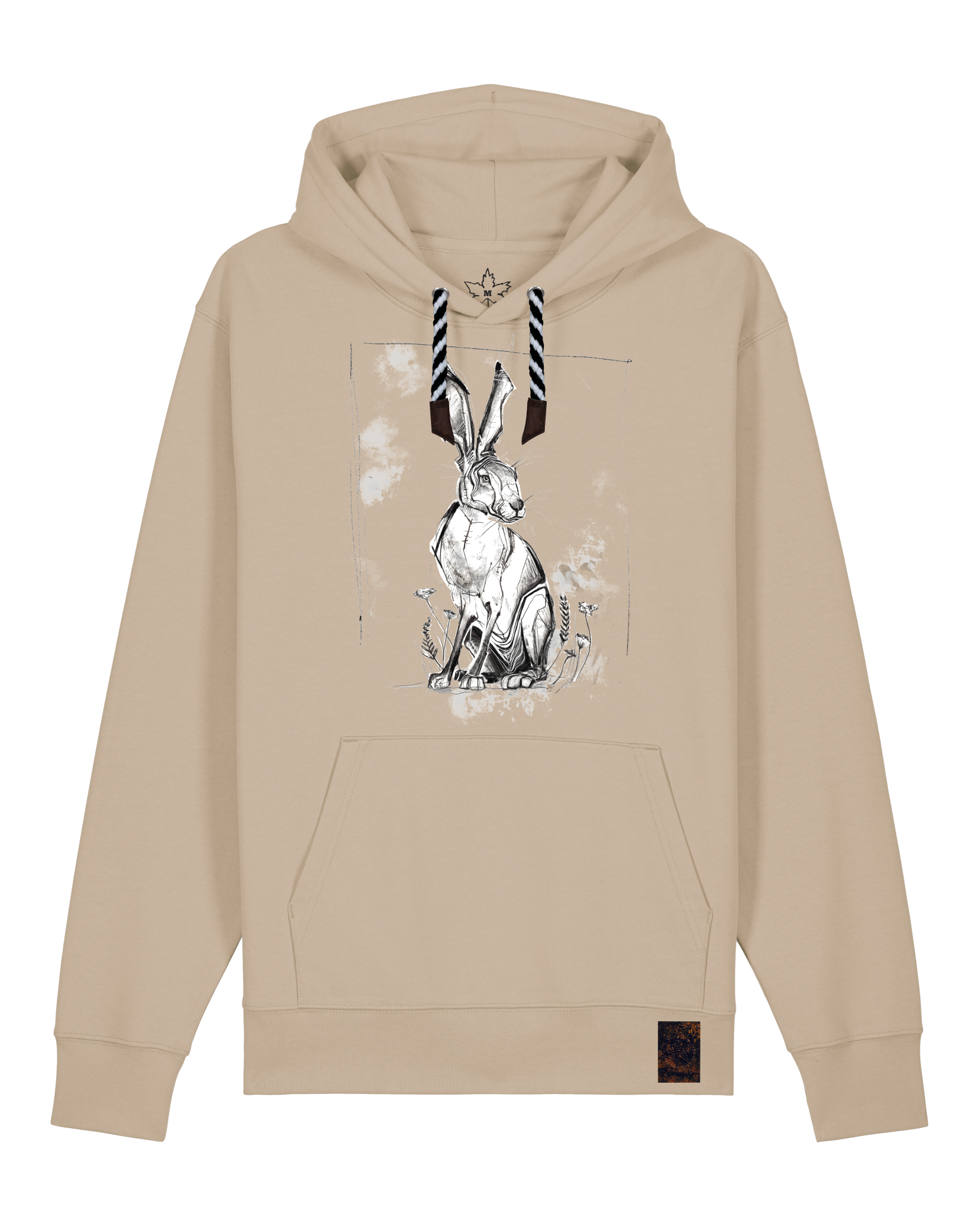 bio-unisex-medium fit-hoodie-carrot hunter-stsu177-treibsand-sw kordel-front