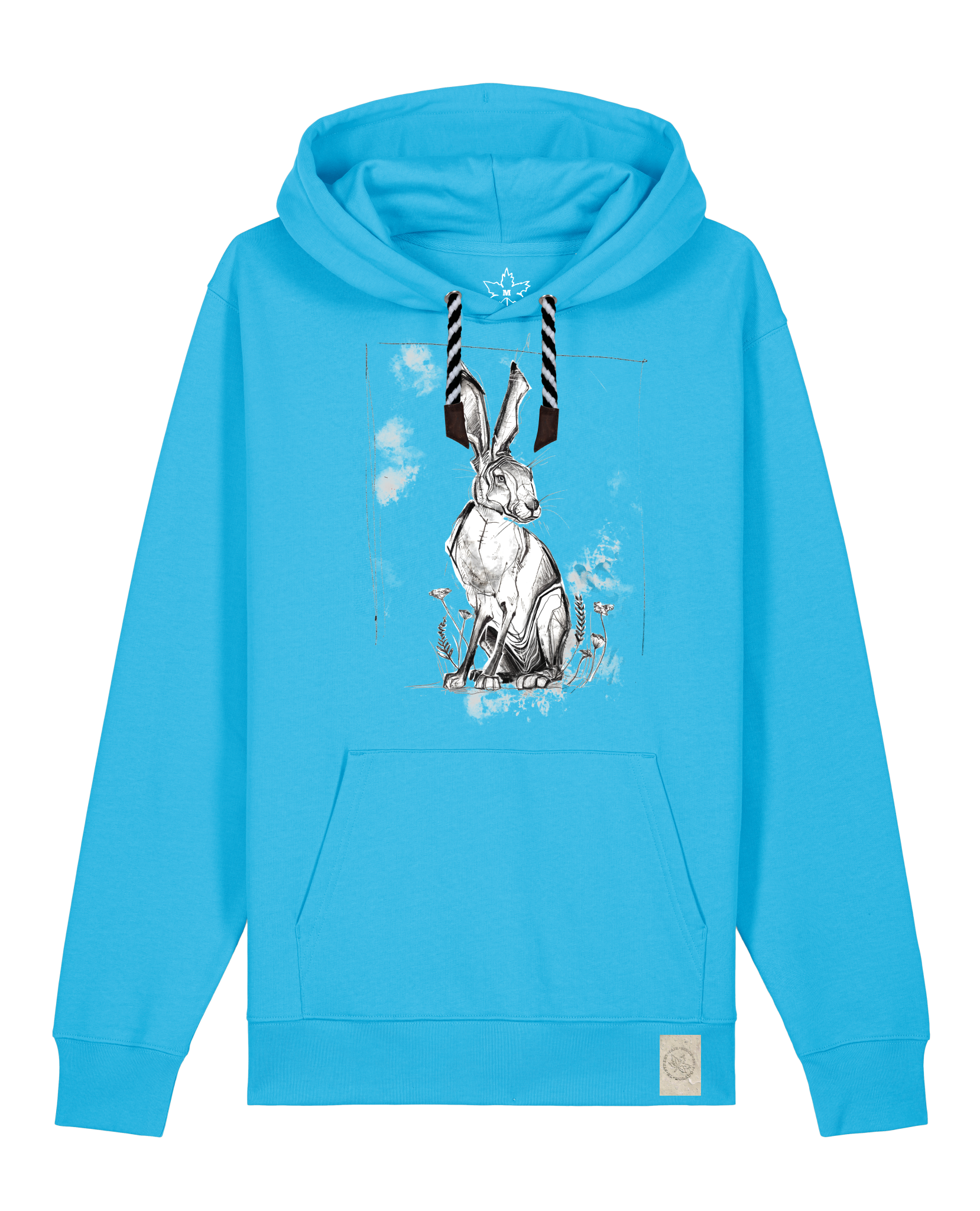 bio-unisex-medium fit-hoodie-carrot hunter-stsu177-wasserblau-sw kordel-front