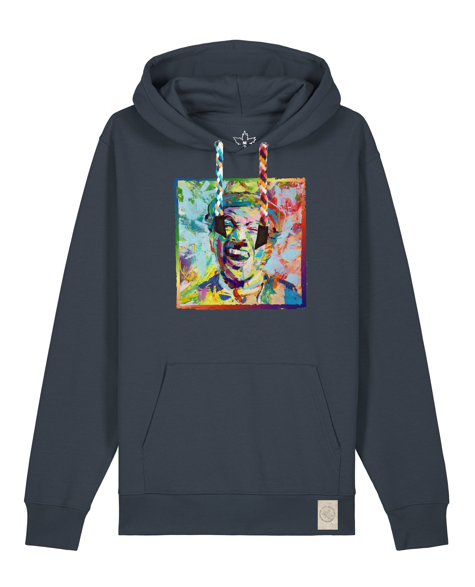 bio-unisex-medium fit-hoodie-chaplin-stsu177-blaubeernacht-bunte kordel-front